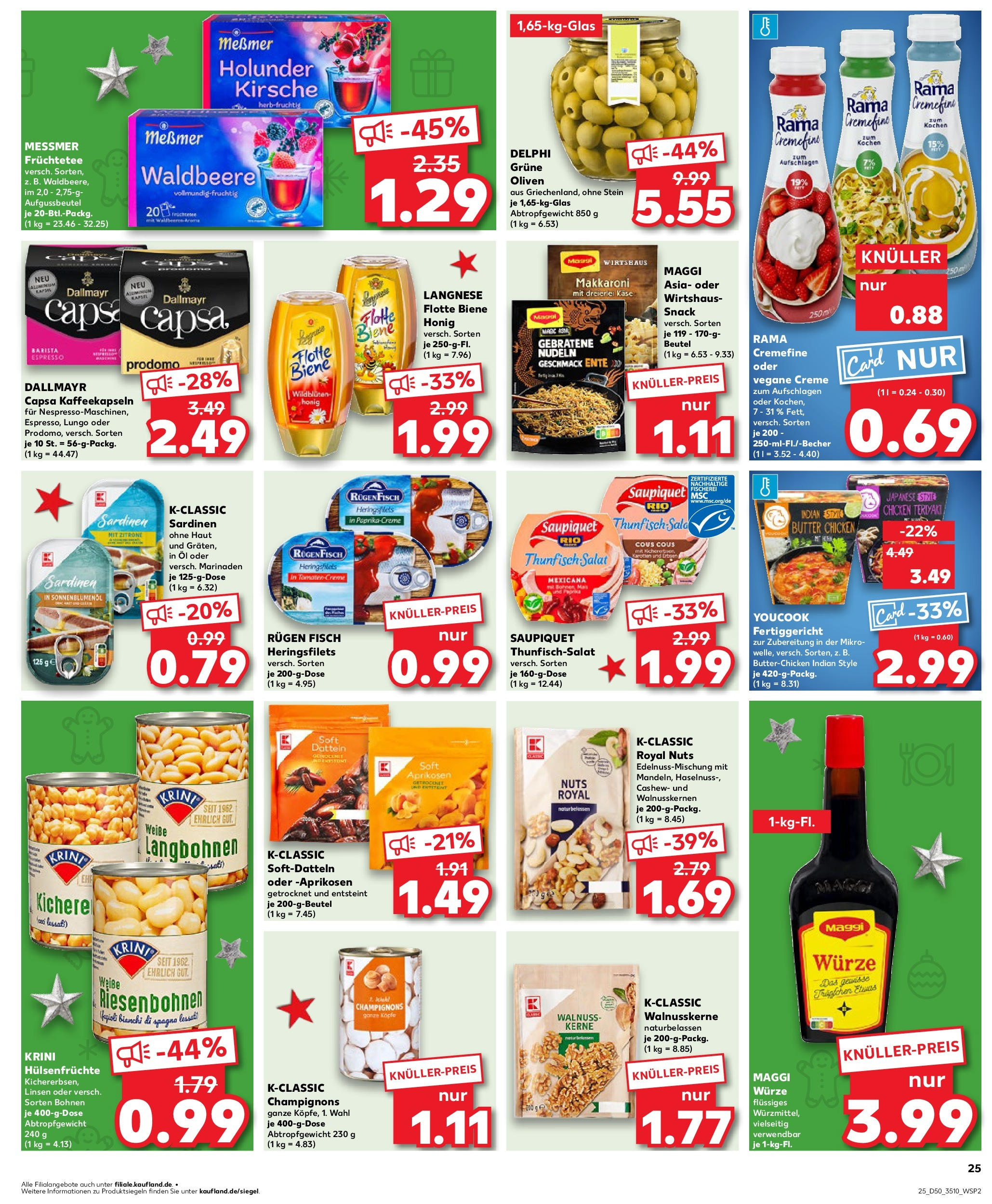 Kaufland - Kaufland: Wochenangebote (ab 11.12.2024) » Angebote Online zum Blättern | Seite: 25 | Produkte: Langnese, Youcook, Rama, Champignons