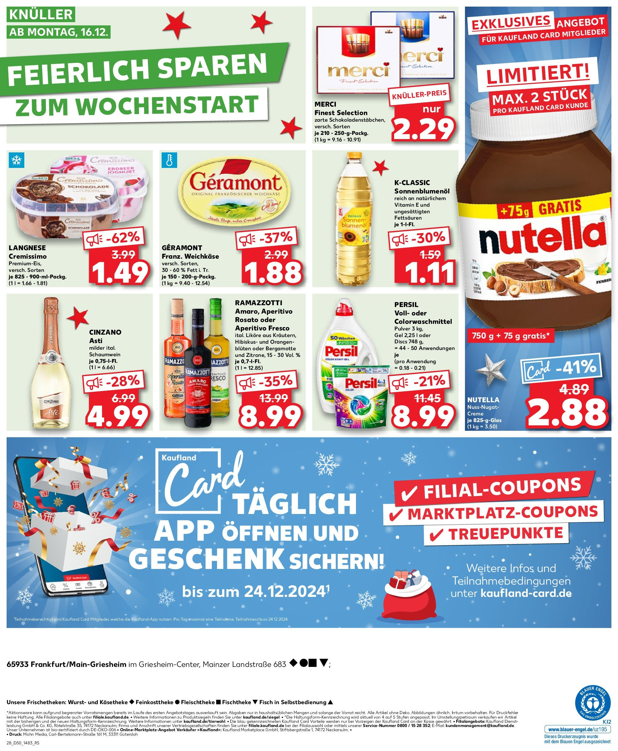 Kaufland - Kaufland: Wochenangebote (ab 11.12.2024) » Angebote Online zum Blättern | Seite: 28 | Produkte: Langnese, Creme, Fisch, Ramazzotti