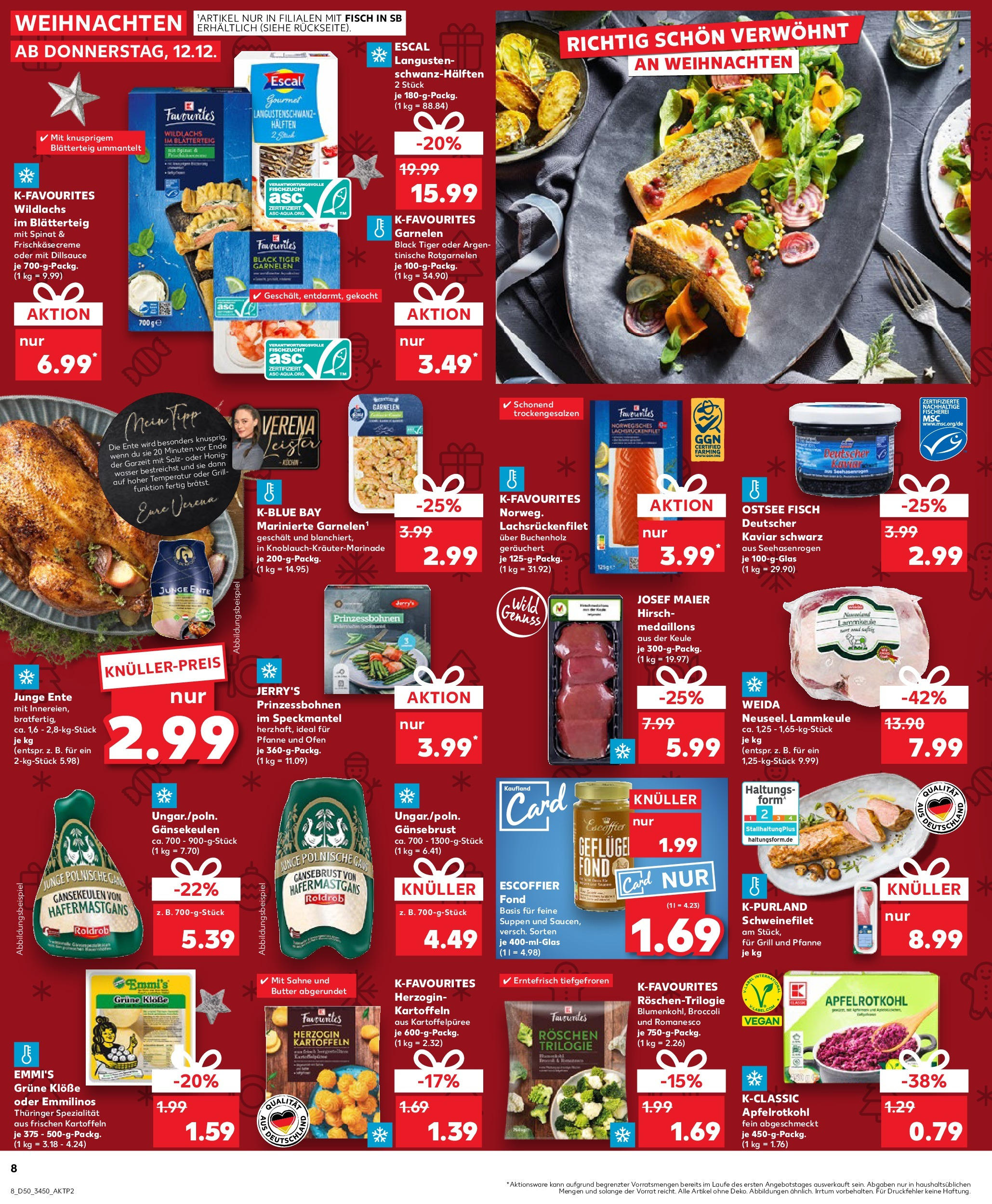 Kaufland - Kaufland: Wochenangebote (ab 11.12.2024) » Angebote Online zum Blättern | Seite: 8 | Produkte: Butter, Garnelen, Kartoffeln, Sahne