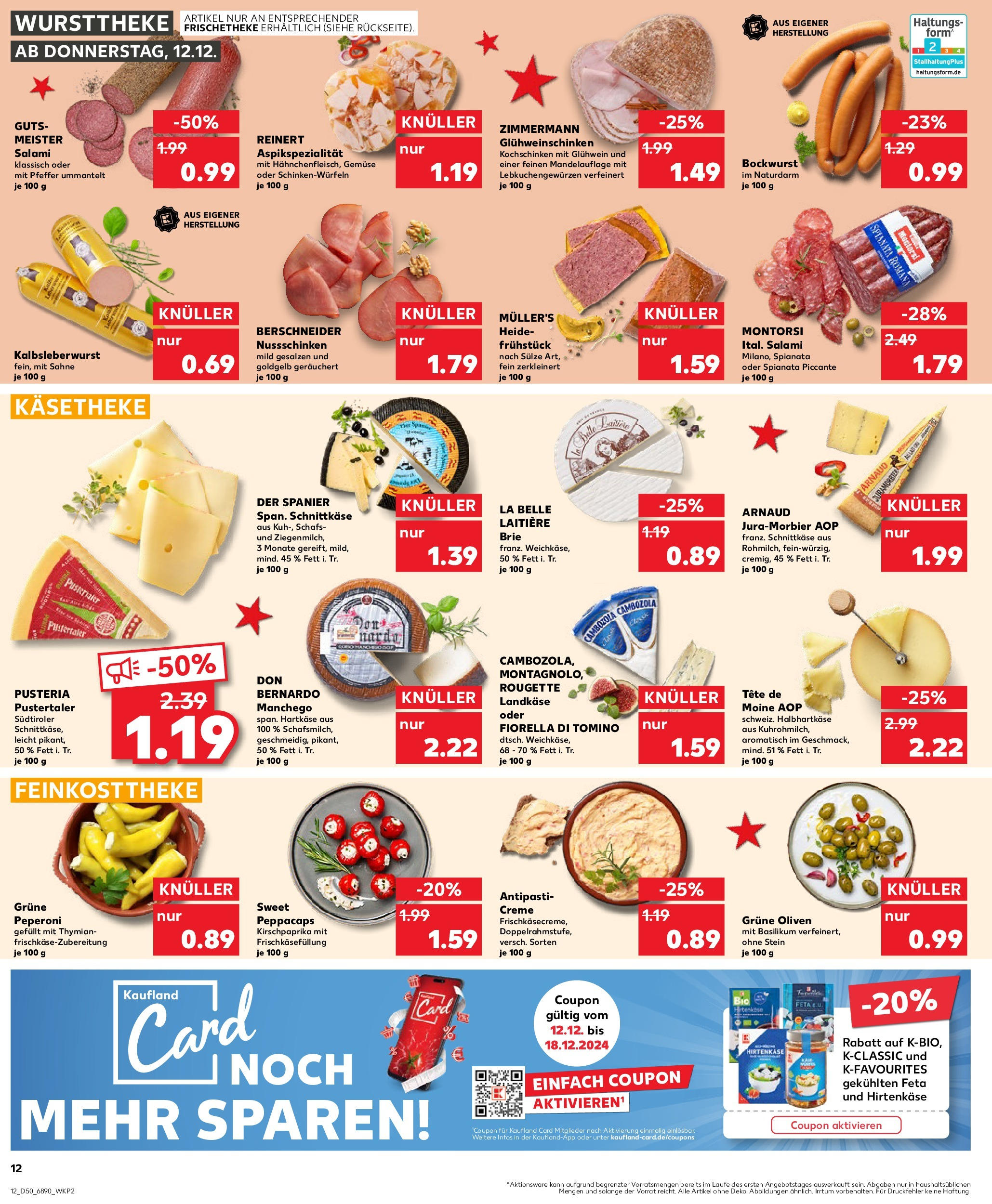 Kaufland - Kaufland: Wochenangebote (ab 11.12.2024) » Angebote Online zum Blättern | Seite: 12 | Produkte: Feta, Pfeffer, Salami, Sahne