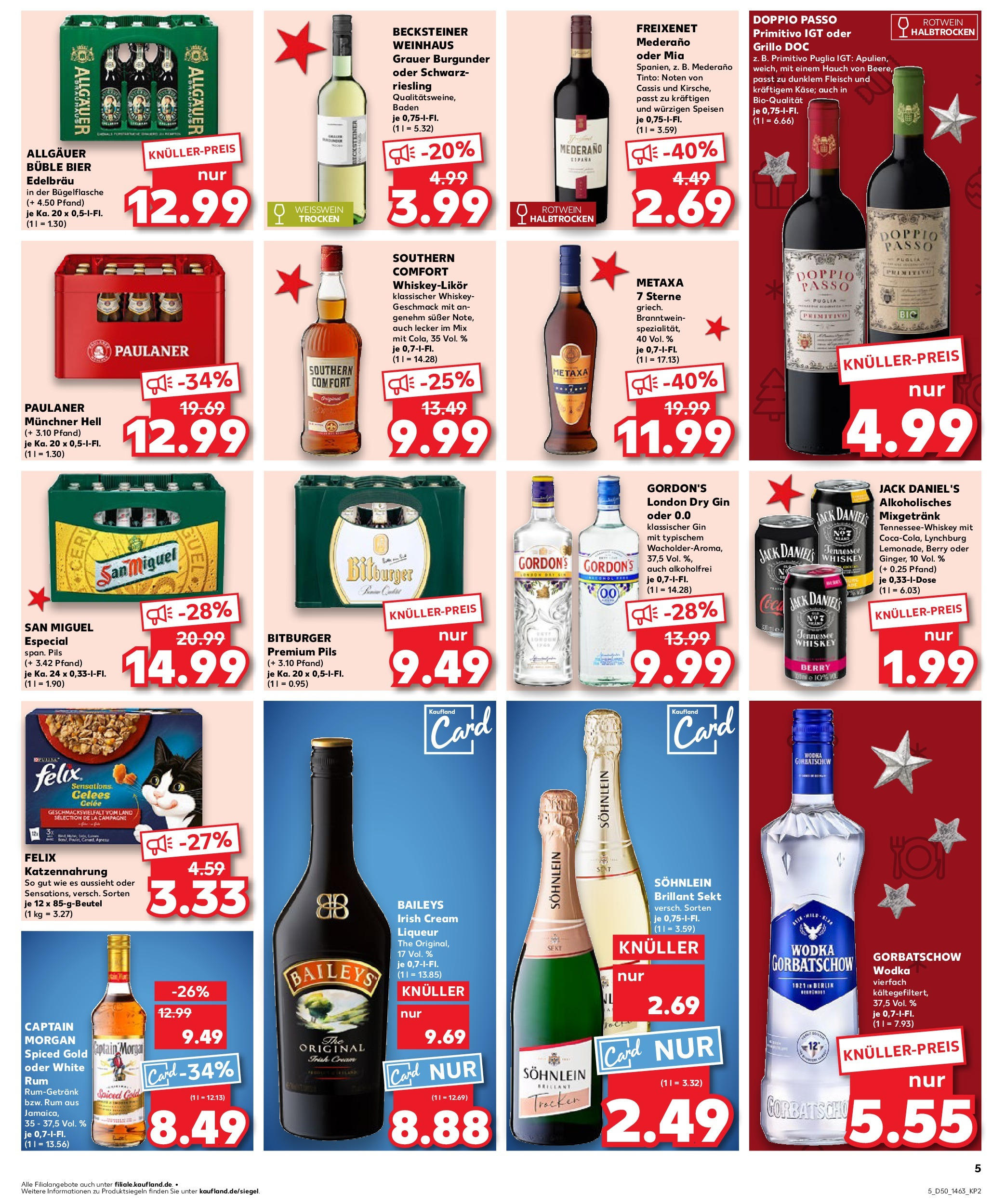 Kaufland - Kaufland: Wochenangebote (ab 11.12.2024) » Angebote Online zum Blättern | Seite: 5 | Produkte: Rotwein, Rum, Gin, Wodka