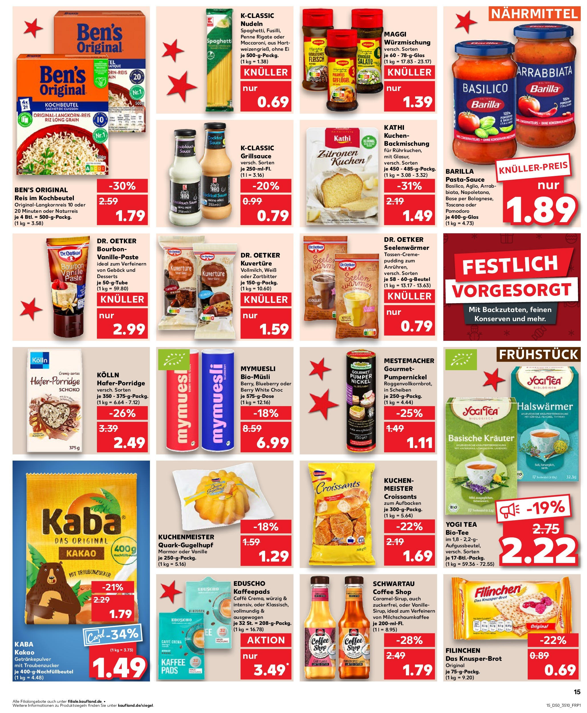 Kaufland - Kaufland: Wochenangebote (ab 11.12.2024) » Angebote Online zum Blättern | Seite: 15 | Produkte: Kaffeepads, Nudeln, Kuchen, Eduscho