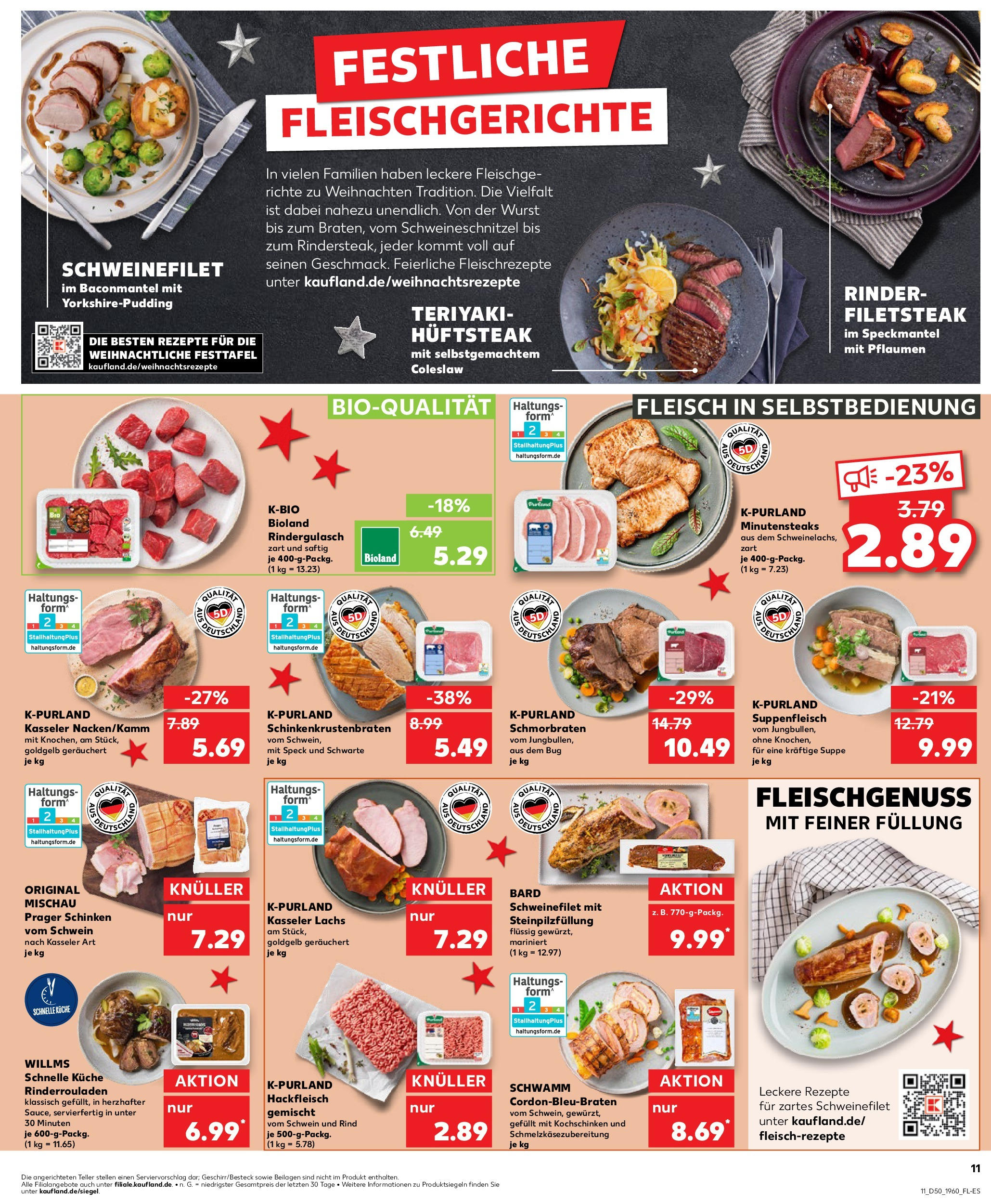 Kaufland - Kaufland: Wochenangebote (ab 11.12.2024) » Angebote Online zum Blättern | Seite: 11 | Produkte: Rindergulasch, Wurst, Fleisch, Hackfleisch