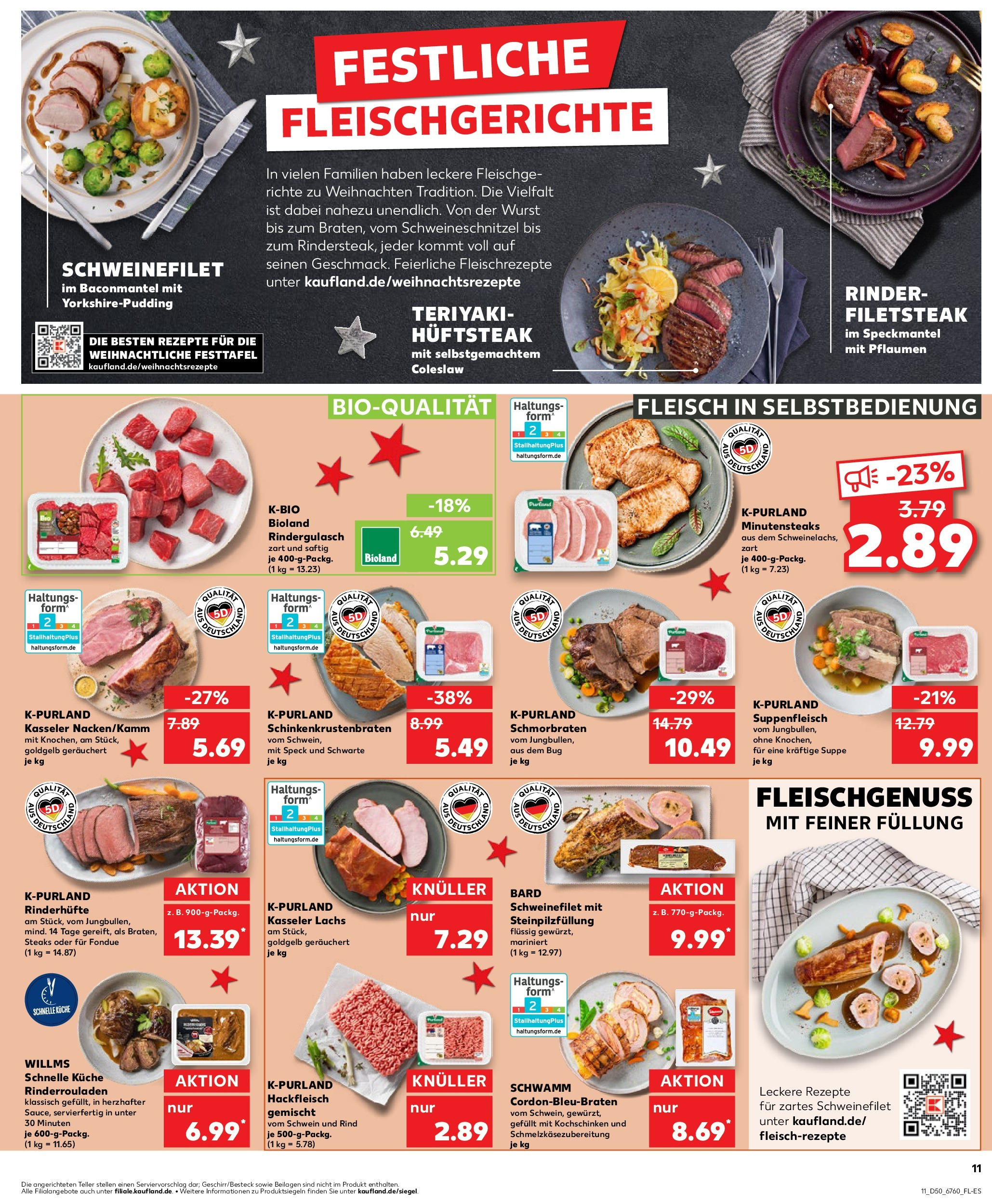 Kaufland - Kaufland: Wochenangebote (ab 11.12.2024) » Angebote Online zum Blättern | Seite: 11 | Produkte: Rindergulasch, Lachs, Wurst, Fondue