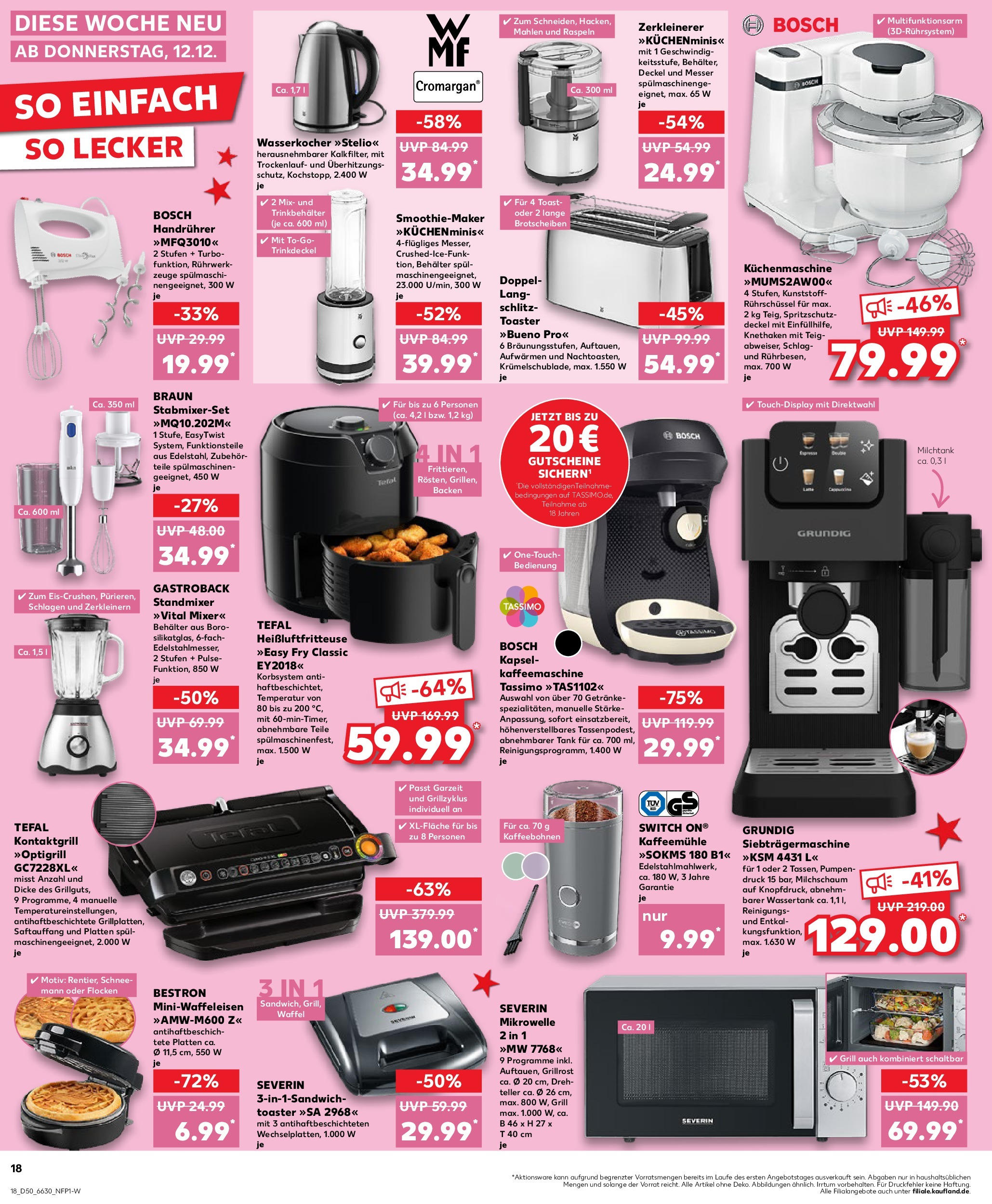 Kaufland - Kaufland: Wochenangebote (ab 11.12.2024) » Angebote Online zum Blättern | Seite: 18 | Produkte: Wasserkocher, Mixer, Toaster, Toast