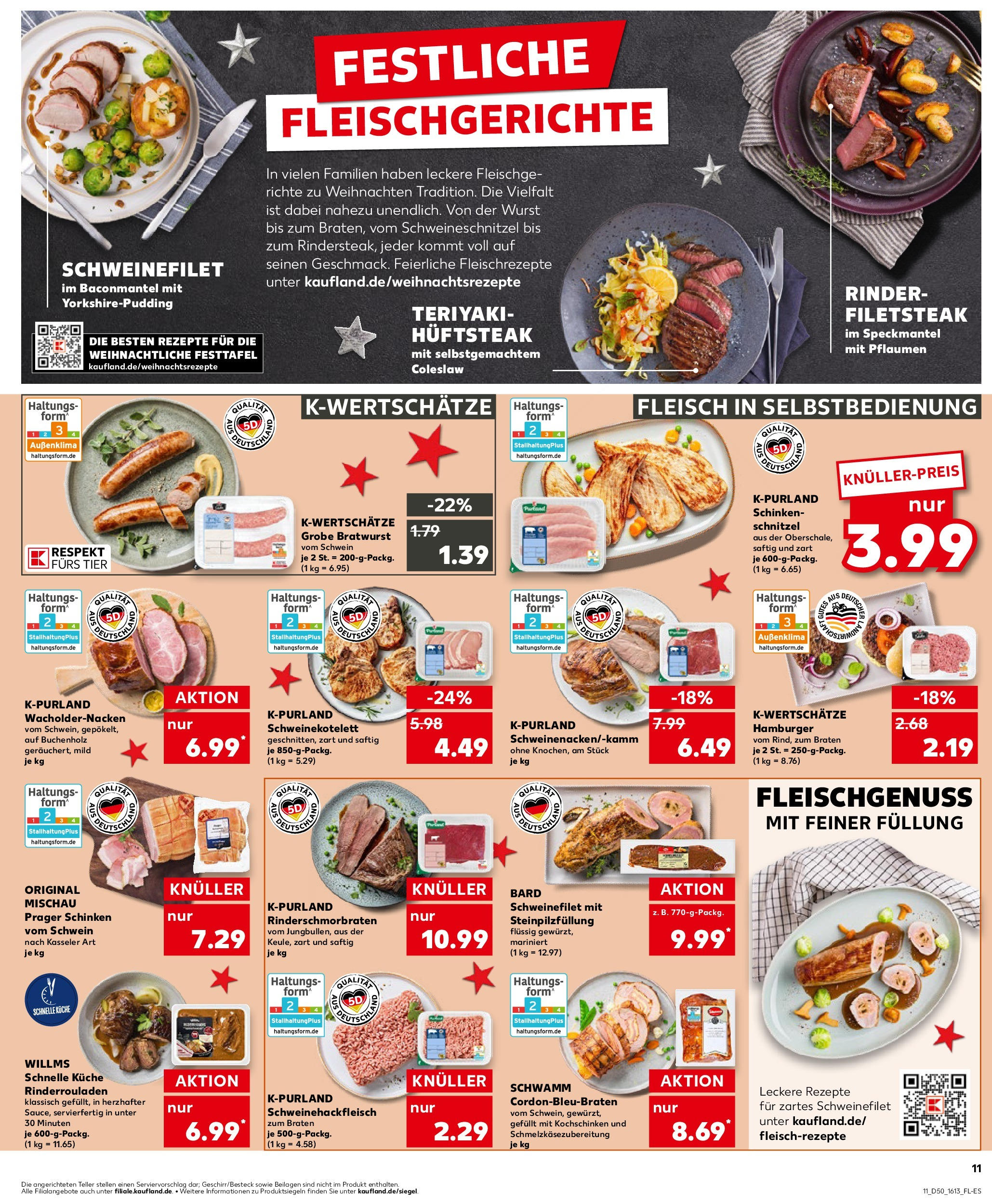 Kaufland - Kaufland: Wochenangebote (ab 11.12.2024) » Angebote Online zum Blättern | Seite: 11 | Produkte: Bratwurst, Schweinefilet, Wurst, Schinken