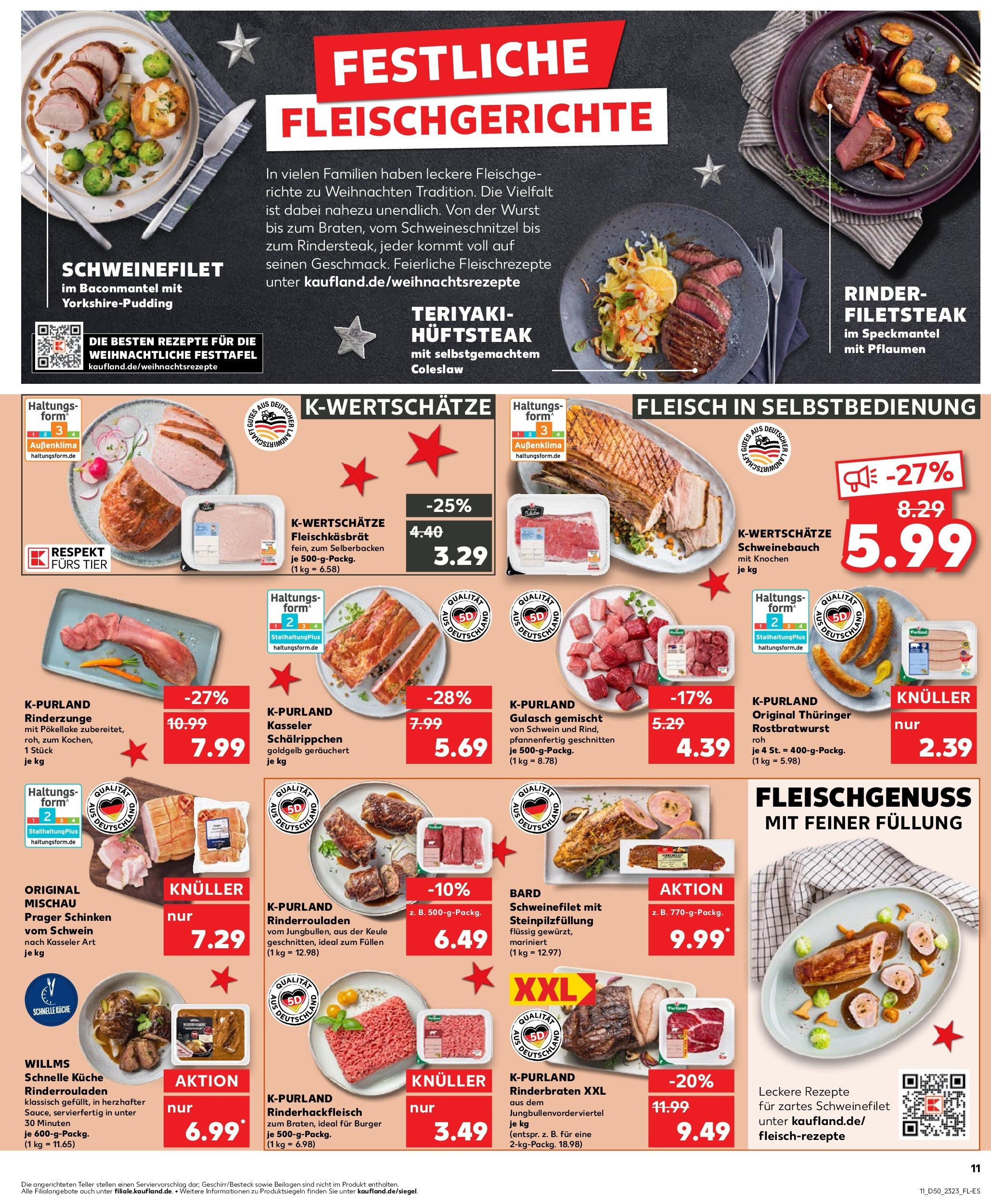 Kaufland - Kaufland: Wochenangebote (ab 11.12.2024) » Angebote Online zum Blättern | Seite: 11 | Produkte: Rinderbraten, Küche, Burger, Schweinefilet