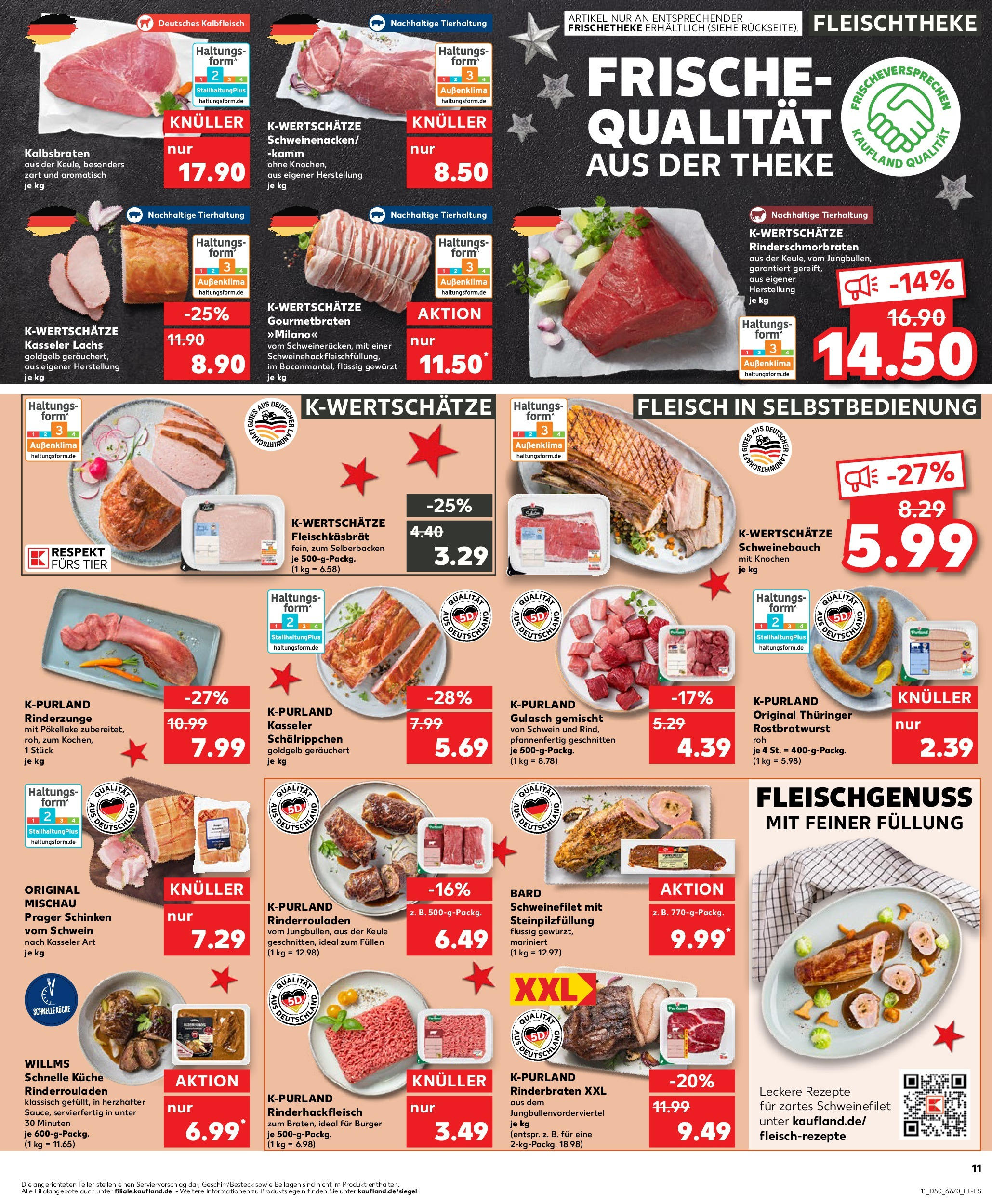 Kaufland - Kaufland: Wochenangebote (ab 11.12.2024) » Angebote Online zum Blättern | Seite: 11 | Produkte: Schweinebauch, Küche, Lachs, Schinken