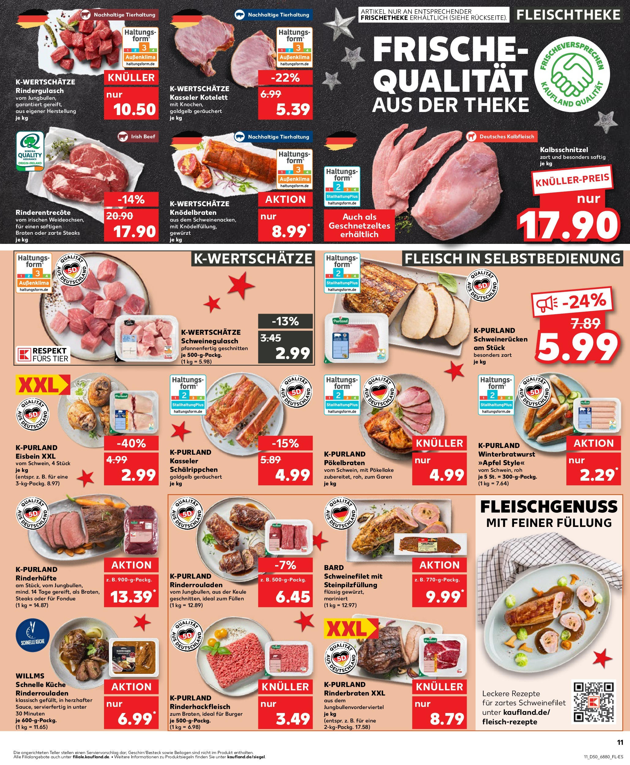 Kaufland - Kaufland: Wochenangebote (ab 11.12.2024) » Angebote Online zum Blättern | Seite: 11 | Produkte: Rinderrouladen, Rinderbraten, Rindergulasch, Fleisch