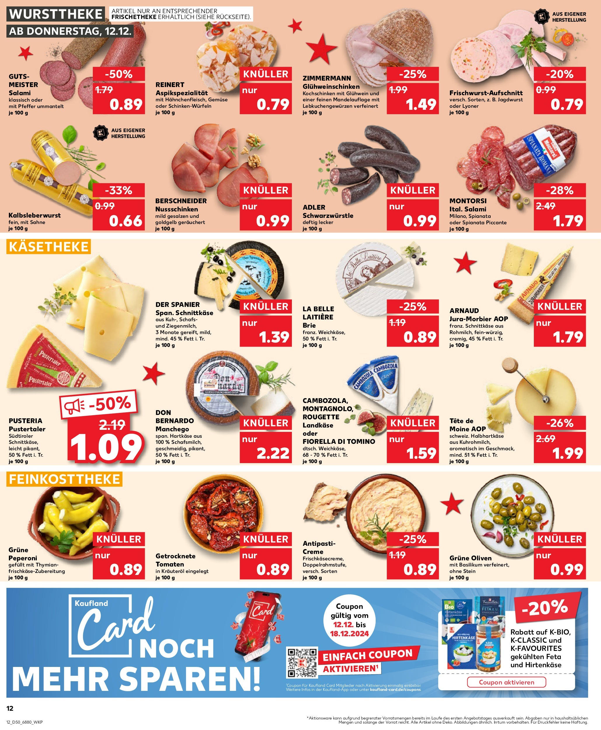 Kaufland - Kaufland: Wochenangebote (ab 11.12.2024) » Angebote Online zum Blättern | Seite: 12 | Produkte: Feta, Pfeffer, Salami, Sahne