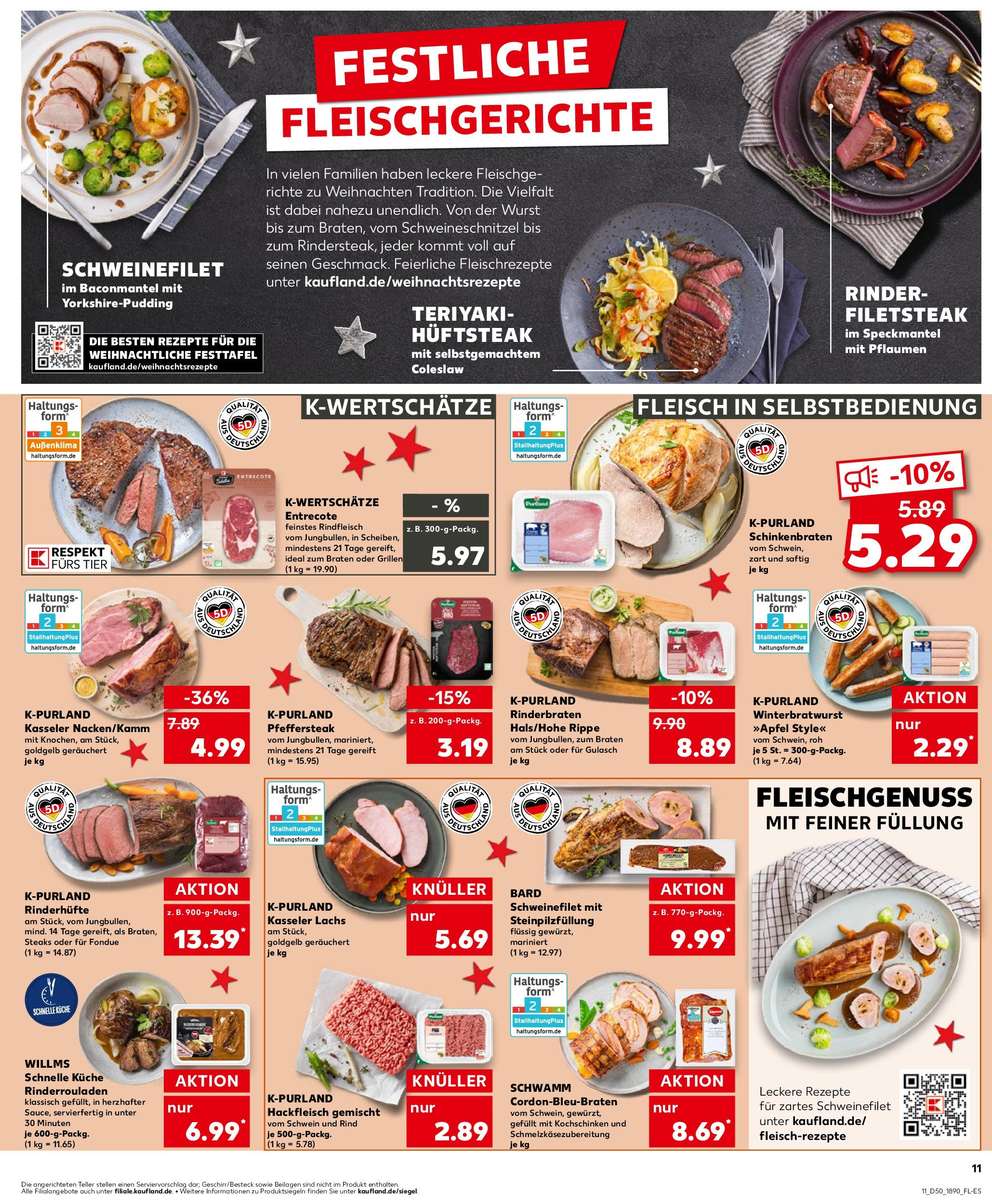 Kaufland - Kaufland: Wochenangebote (ab 11.12.2024) » Angebote Online zum Blättern | Seite: 11 | Produkte: Rinderbraten, Gulasch, Wurst, Hackfleisch