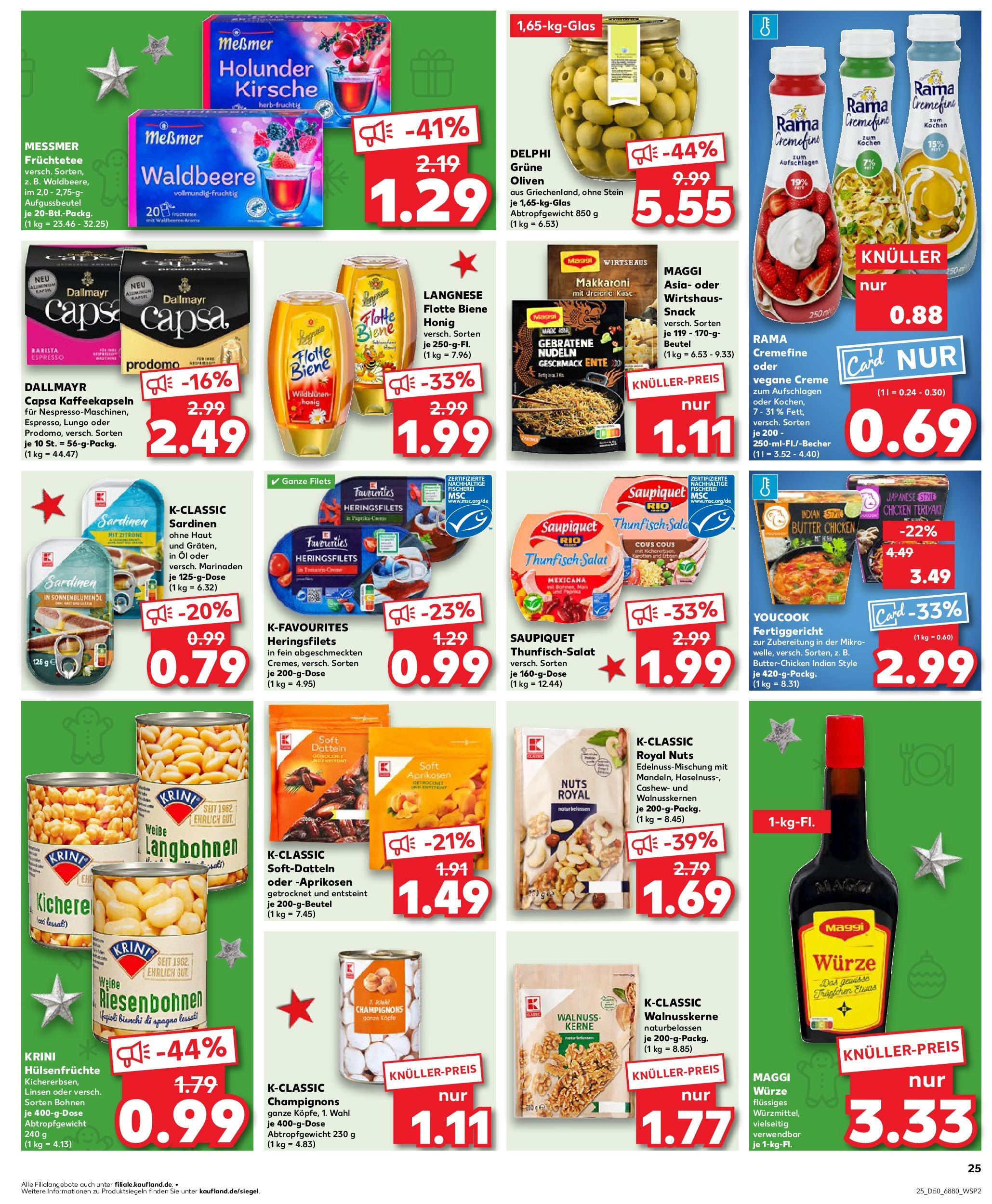 Kaufland - Kaufland: Wochenangebote (ab 11.12.2024) » Angebote Online zum Blättern | Seite: 25 | Produkte: Langnese, Messmer, Dallmayr, Ente