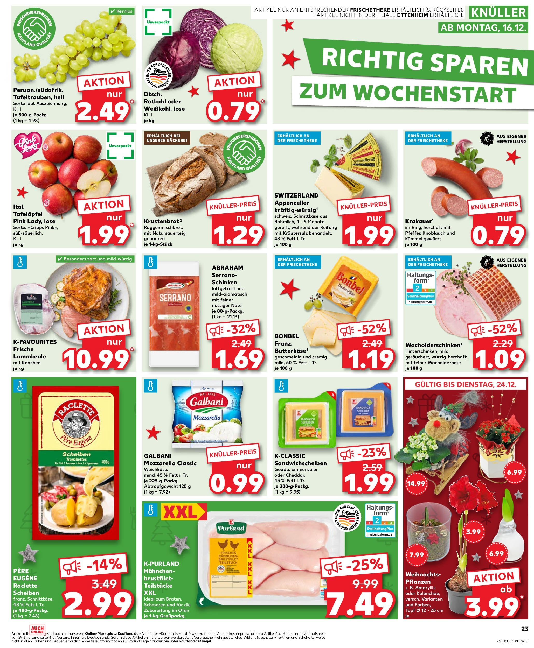 Kaufland - Kaufland: Wochenangebote (ab 11.12.2024) » Angebote Online zum Blättern | Seite: 23 | Produkte: Hahnchen, Theke, Knoblauch, Schinken