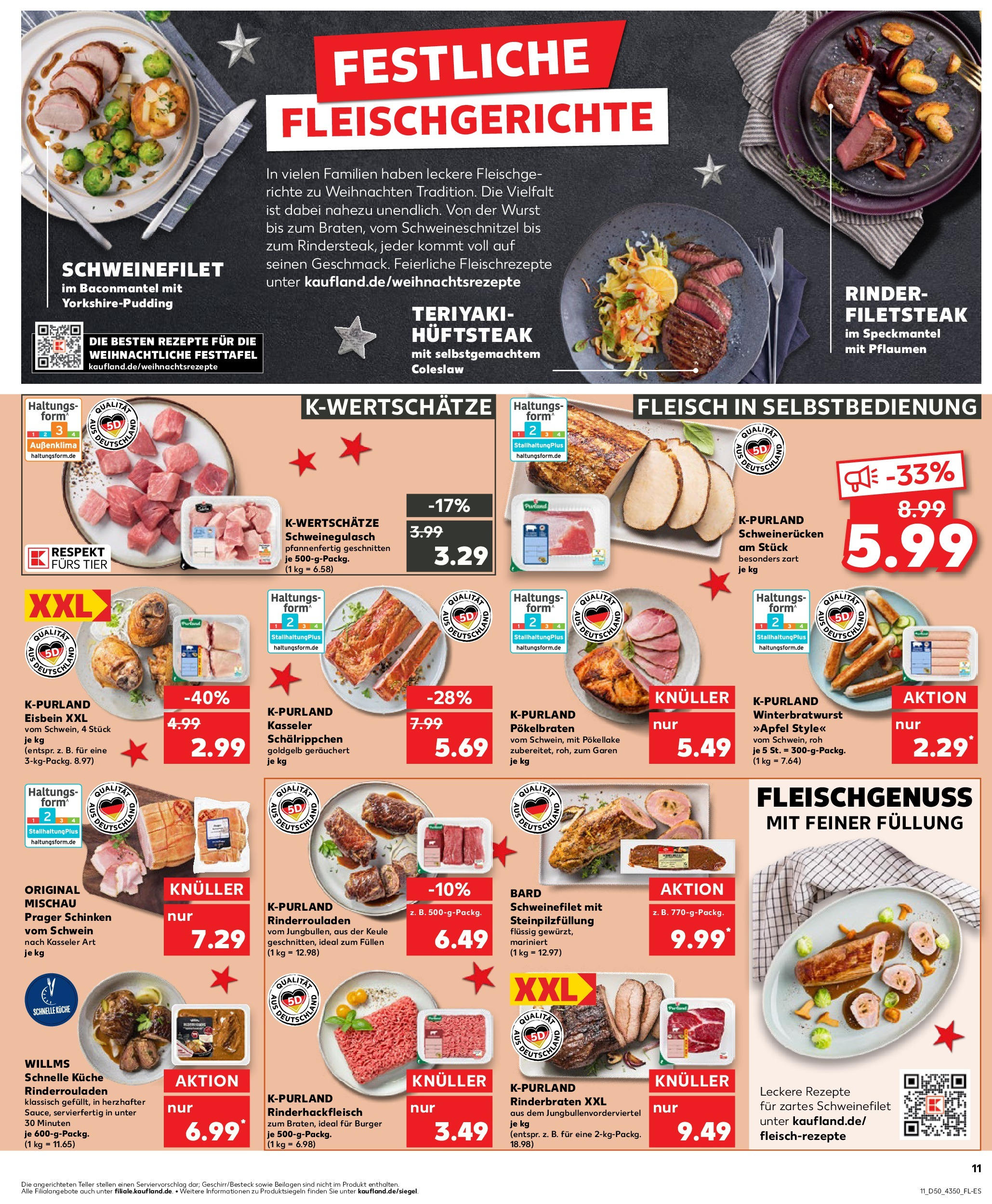 Kaufland - Kaufland: Wochenangebote (ab 11.12.2024) » Angebote Online zum Blättern | Seite: 11 | Produkte: Rinderrouladen, Pflaumen, Küche, Schweinefilet