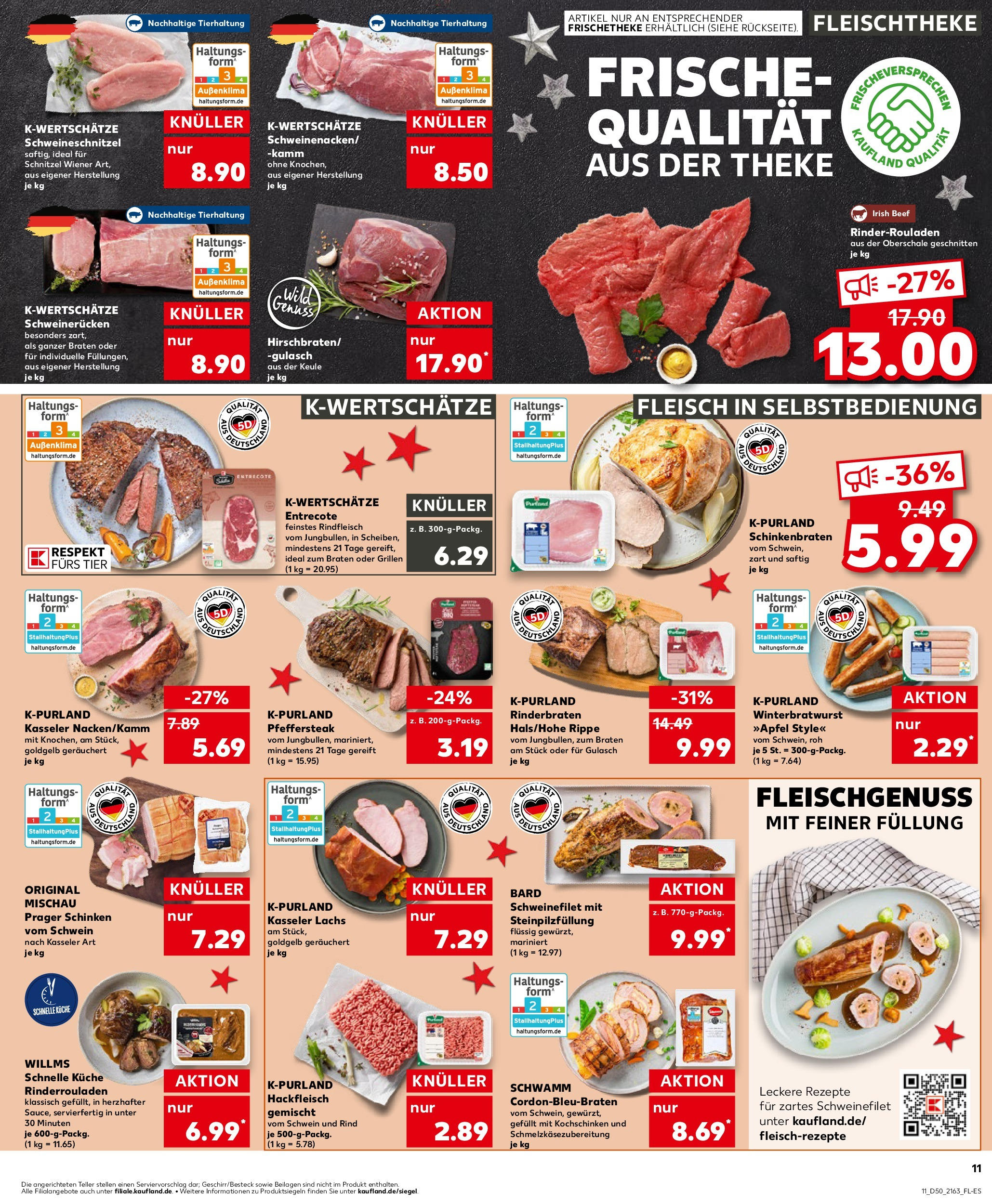 Kaufland - Kaufland: Wochenangebote (ab 11.12.2024) » Angebote Online zum Blättern | Seite: 11 | Produkte: Küche, Schnitzel, Gulasch, Hackfleisch