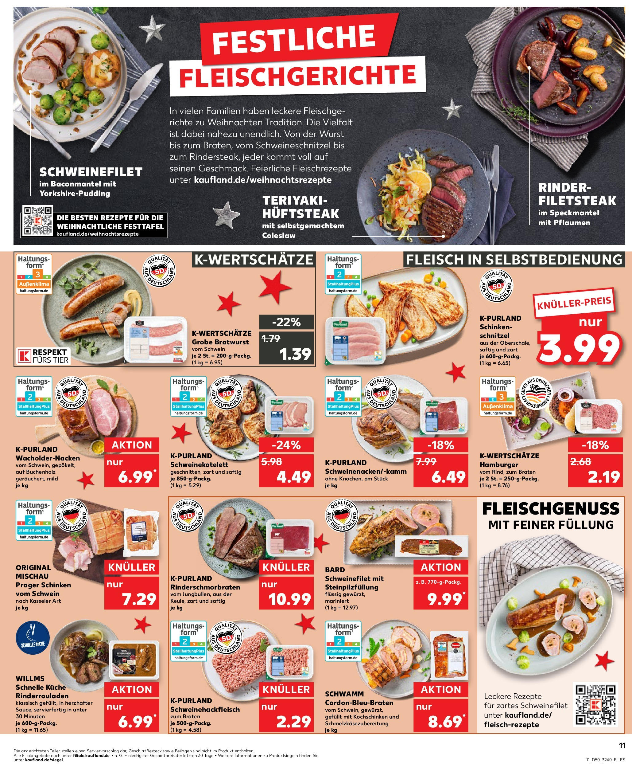 Kaufland - Kaufland: Wochenangebote (ab 11.12.2024) » Angebote Online zum Blättern | Seite: 11 | Produkte: Bratwurst, Schweinefilet, Wurst, Schinken