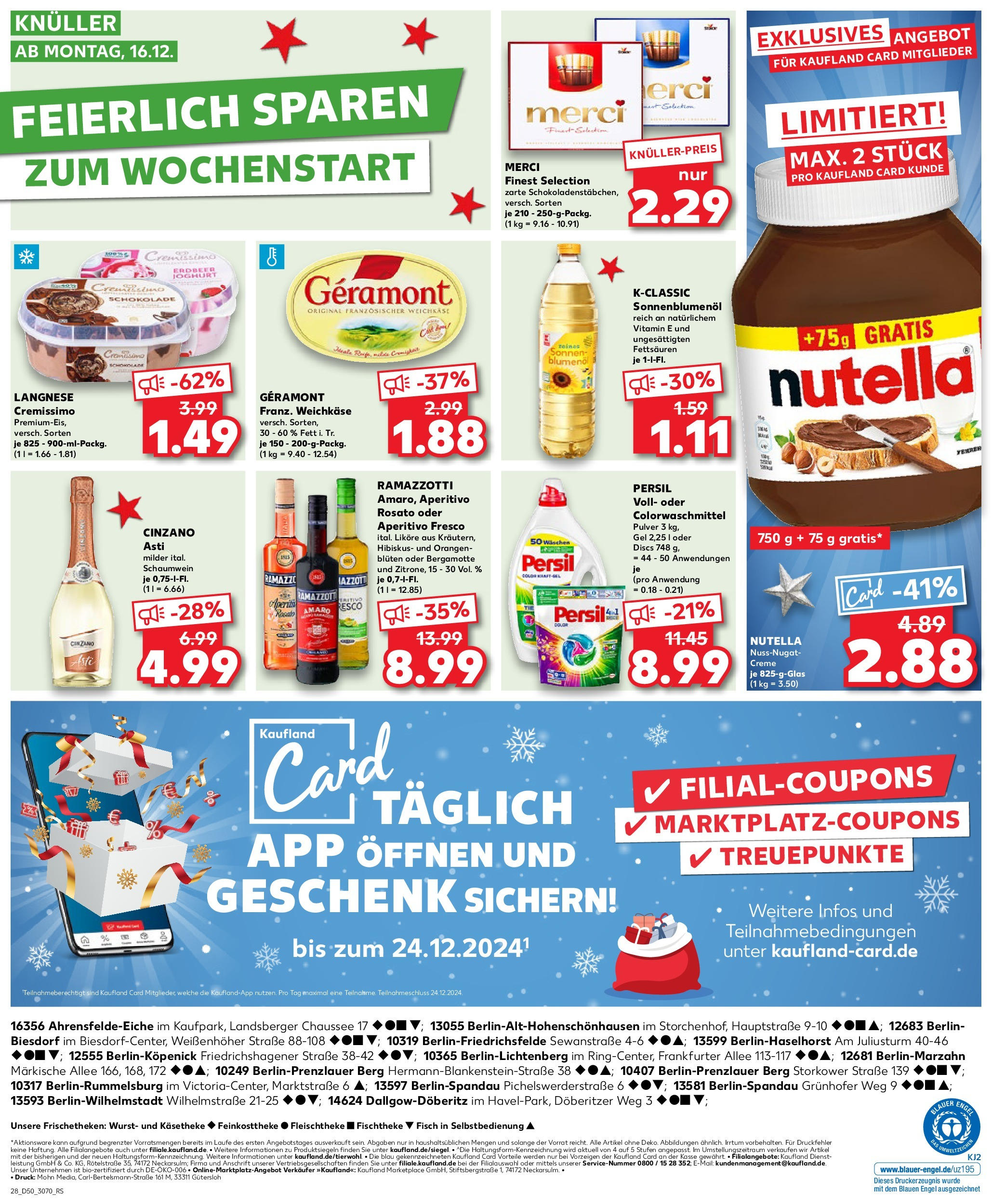 Kaufland - Kaufland: Wochenangebote (ab 11.12.2024) » Angebote Online zum Blättern | Seite: 28 | Produkte: Geramont, Cremissimo, Creme, Nutella