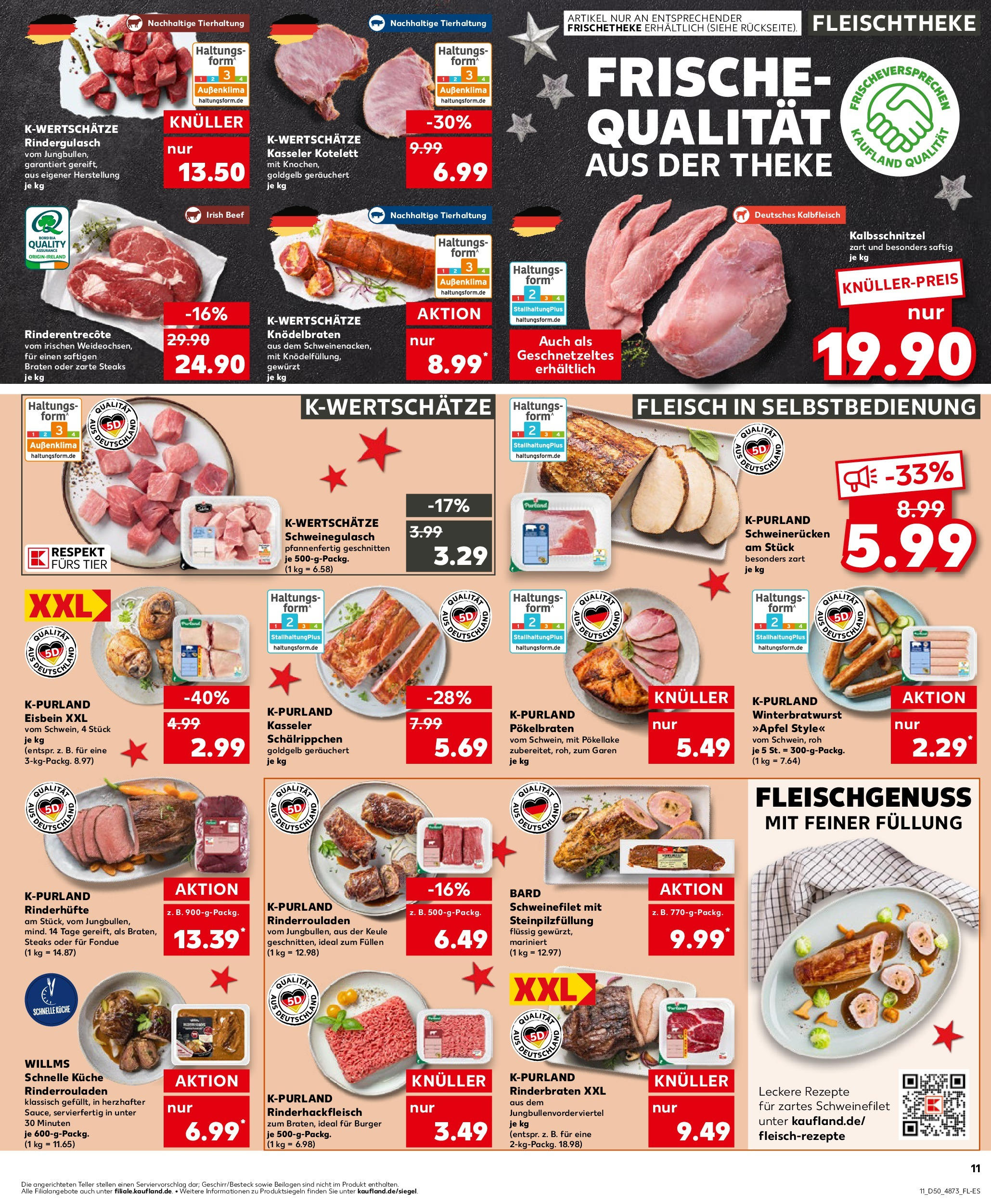 Kaufland - Kaufland: Wochenangebote (ab 11.12.2024) » Angebote Online zum Blättern | Seite: 11 | Produkte: Rinderbraten, Rindergulasch, Burger, Schweinerucken