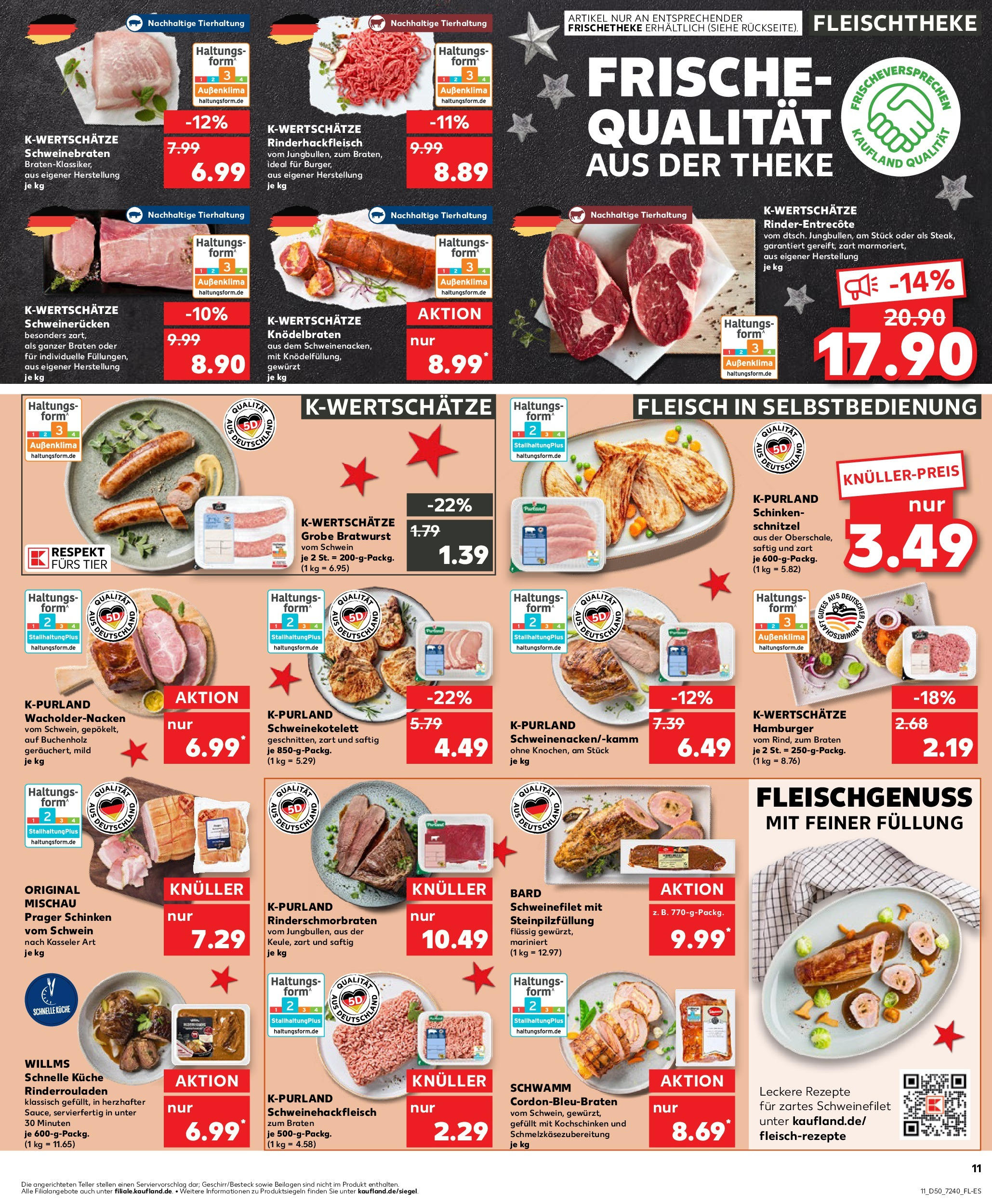 Kaufland - Kaufland: Wochenangebote (ab 11.12.2024) » Angebote Online zum Blättern | Seite: 11 | Produkte: Rinderrouladen, Küche, Schinken, Fleisch