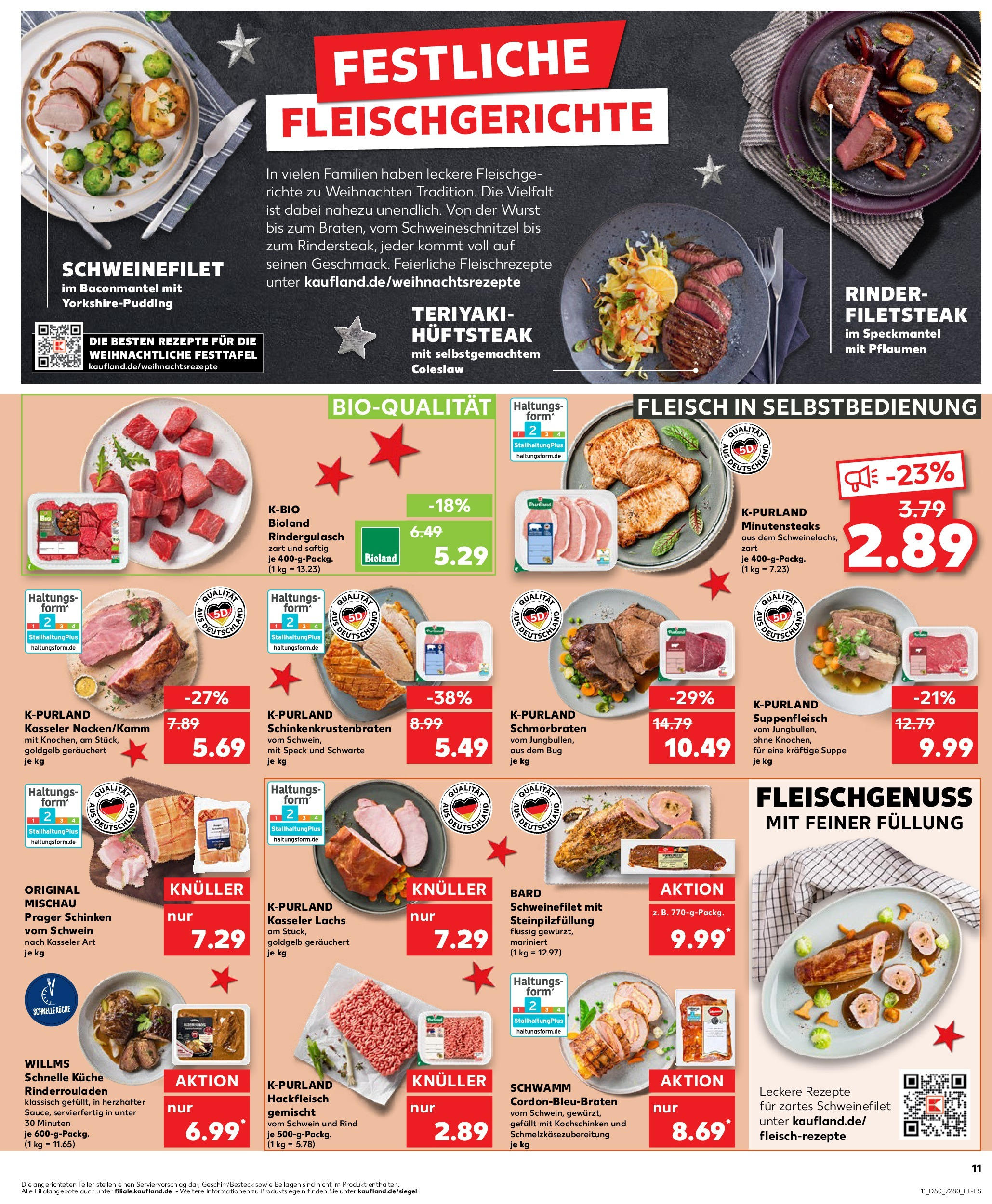 Kaufland - Kaufland: Wochenangebote (ab 11.12.2024) » Angebote Online zum Blättern | Seite: 11 | Produkte: Rindergulasch, Pflaumen, Schweinefilet, Schinken