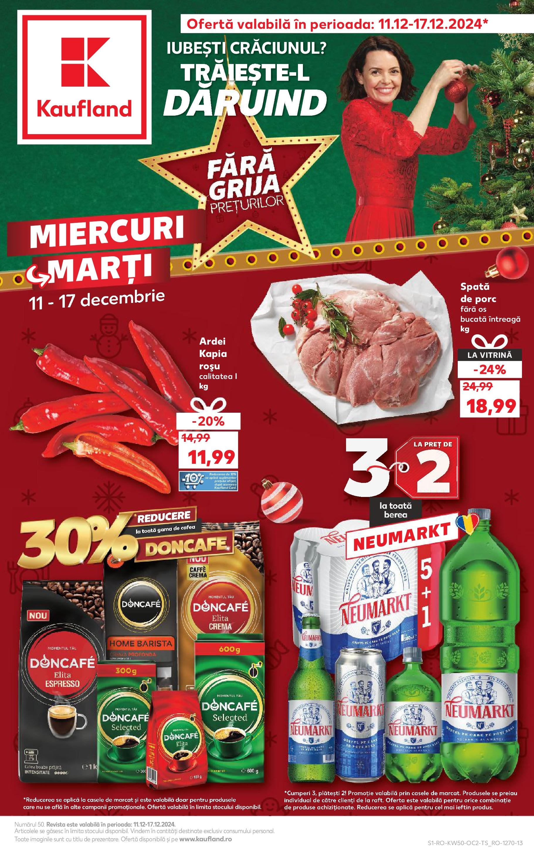 Catalog Kaufland - Bistriţa 11.12.2024 - Revista si Oferta | Pagină: 1 | Produse: Vitrină, Ardei, Cremă, Cafea