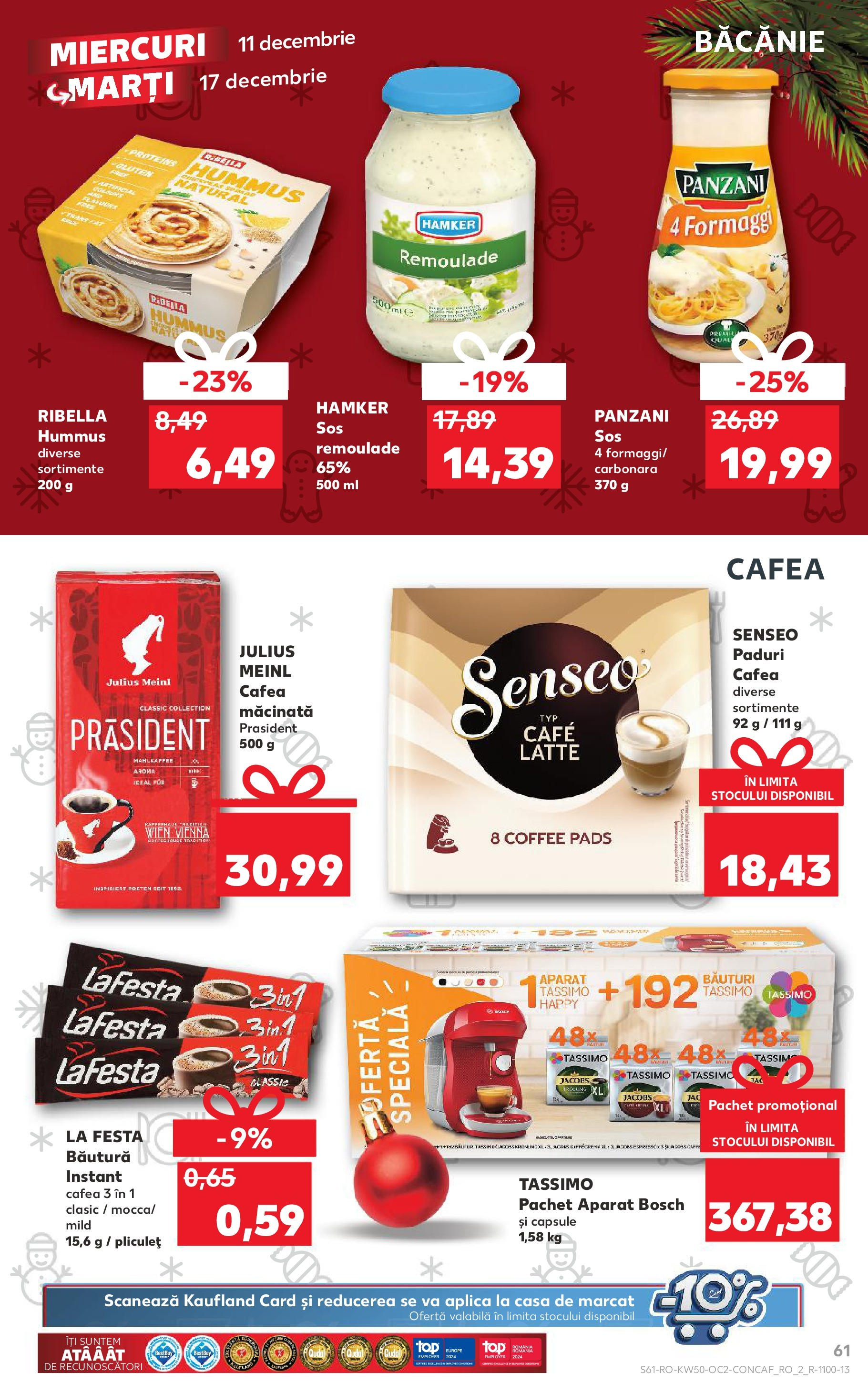 Catalog Kaufland - Bistriţa 11.12.2024 - Revista si Oferta | Pagină: 61 | Produse: Cafea