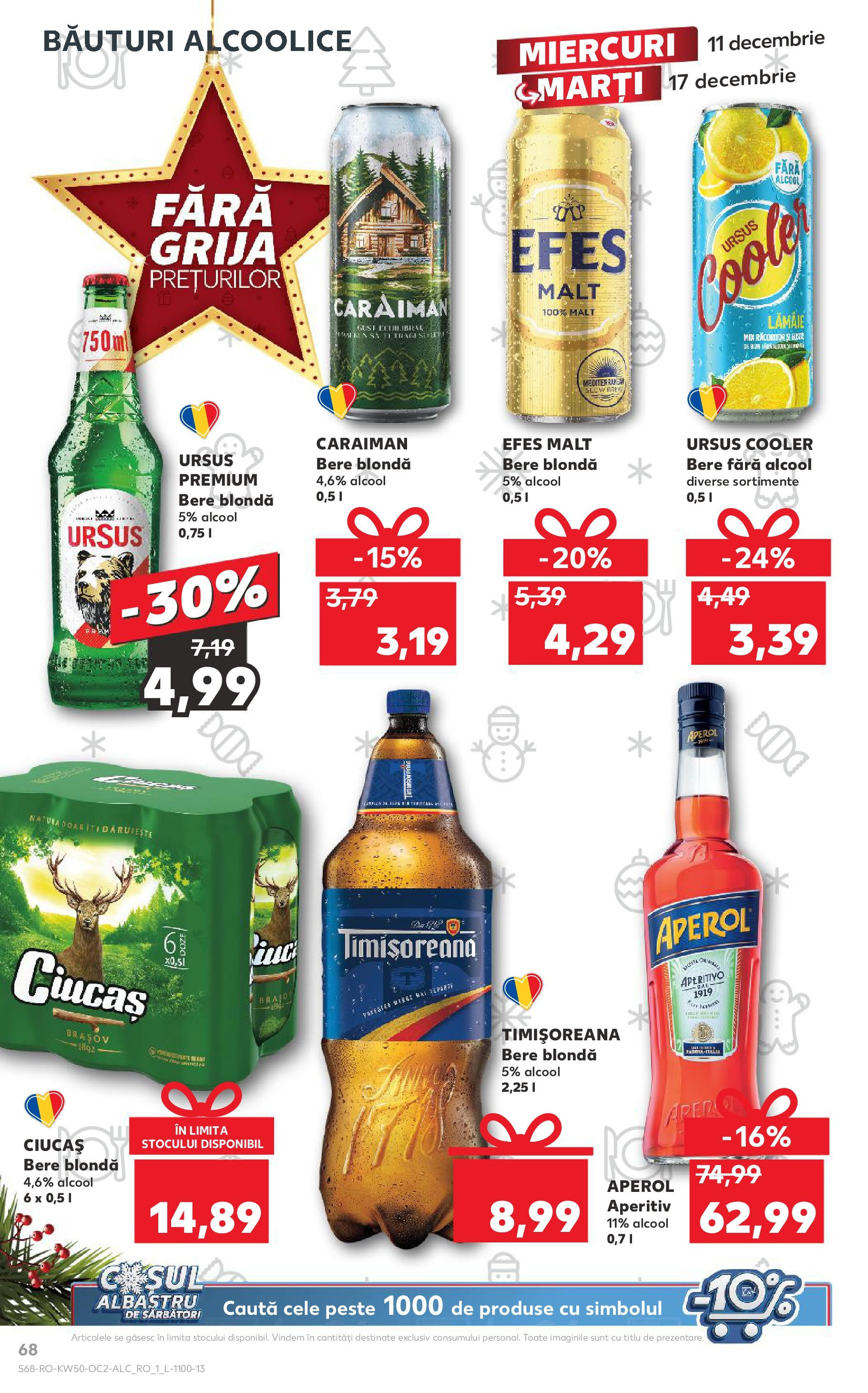 Catalog Kaufland - Bistriţa 11.12.2024 - Revista si Oferta | Pagină: 68 | Produse: Bere, Pește, Aperol, Lămâie