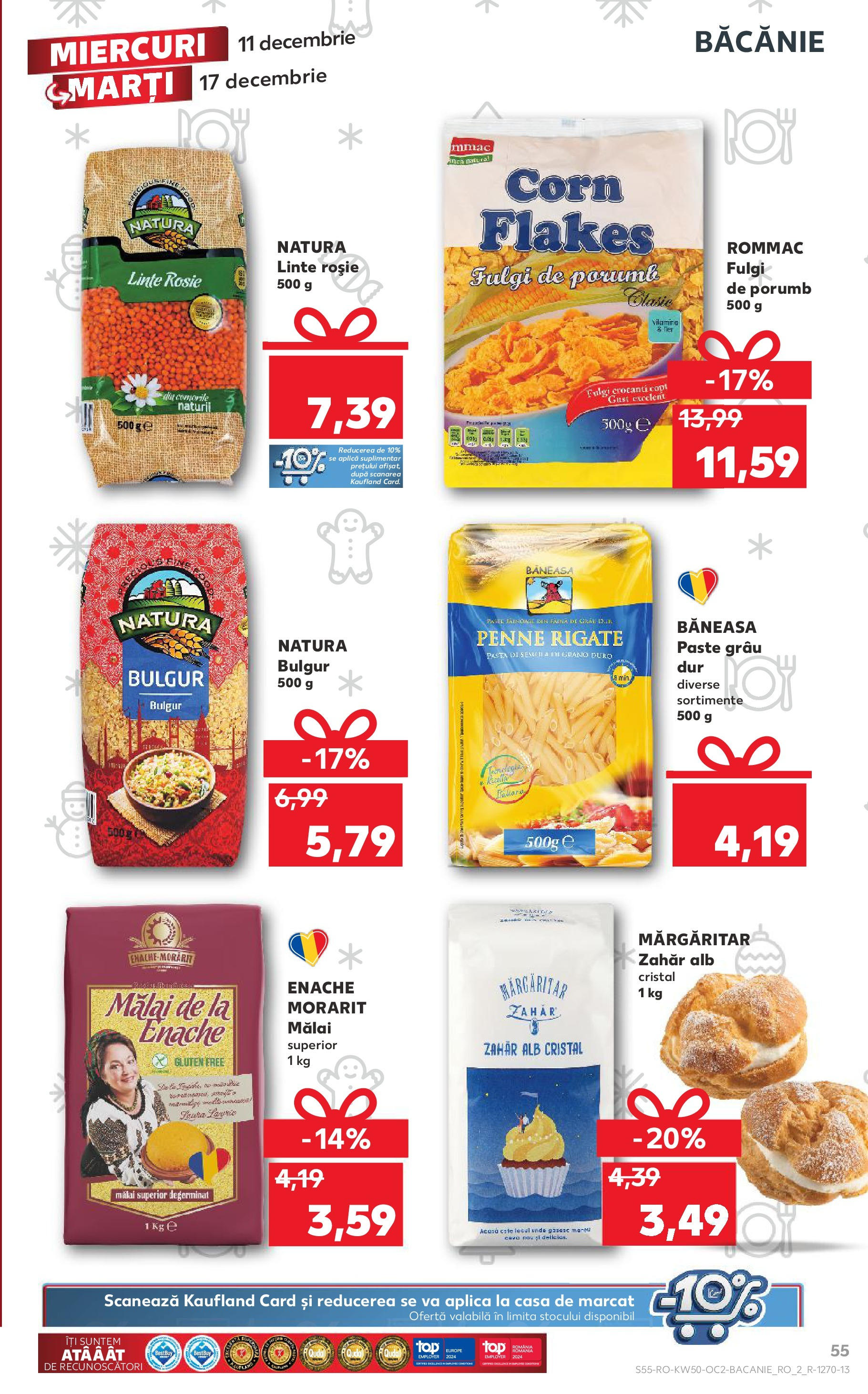 Catalog Kaufland - Sibiu 11.12.2024 - Revista si Oferta | Pagină: 55 | Produse: Paste, Fulgi, Porumb, Zahăr