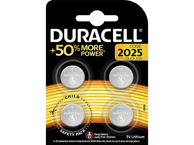 Duracell CR2025, 4er-Pack; Batterie