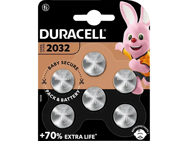 Duracell CR2032 Lithium Knopfzelle 6 St&uuml;ck