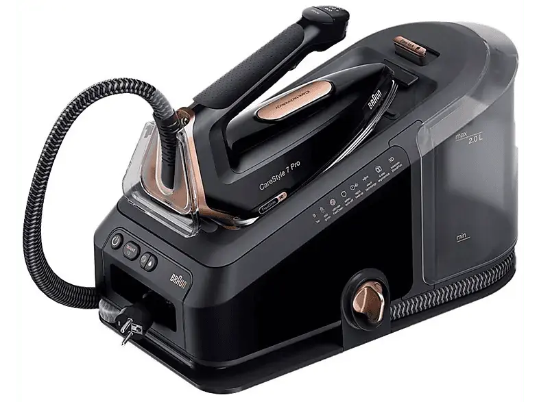 Braun IS 7286BK Care Style 7 Pro Dampfbügelstation (8 bar, 2700 Watt, 2 l Wassertank, Schwarz/Kupfer)