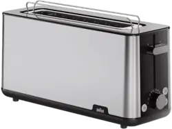 Braun HT 1610 Pure Shine Langschlitz Toaster (Schwarz, 1030 Watt, Schlitze: 1)