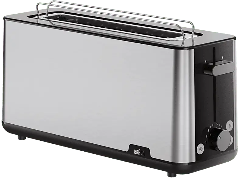 Braun HT 1610 Pure Shine Langschlitz Toaster (Schwarz, 1030 Watt, Schlitze: 1)