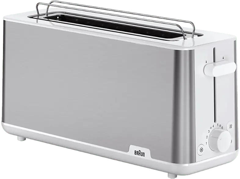 Braun HT 1610 WH Pure Shine Langschlitz Toaster (Weiß, 1030 Watt, Schlitze: 1)