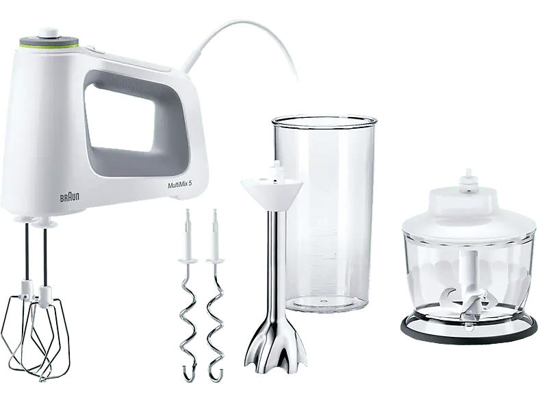 Braun Multi Mix 5 HM 5137 WH Handmixer (Weiß, 750 Watt, 600 ml (Mix- und Messbecher), 500 (Universalzerkleinerer) l)