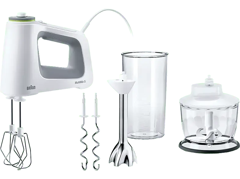 Braun Multi Mix 5 HM 5137 WH Handmixer (Weiß, 750 Watt, 600 ml (Mix- und Messbecher), 500 (Universalzerkleinerer) l)