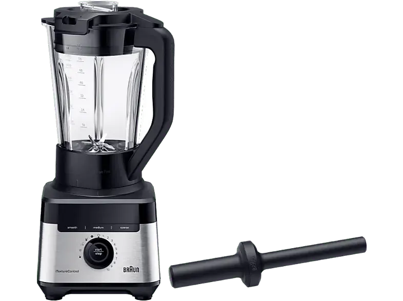 Braun JB 7550 BK Power Blend Standmixer (Silber, 1400 Watt, Arbeitsfassungsvermögen 1.7 l, Max. Fassungsvermögen 2 l )