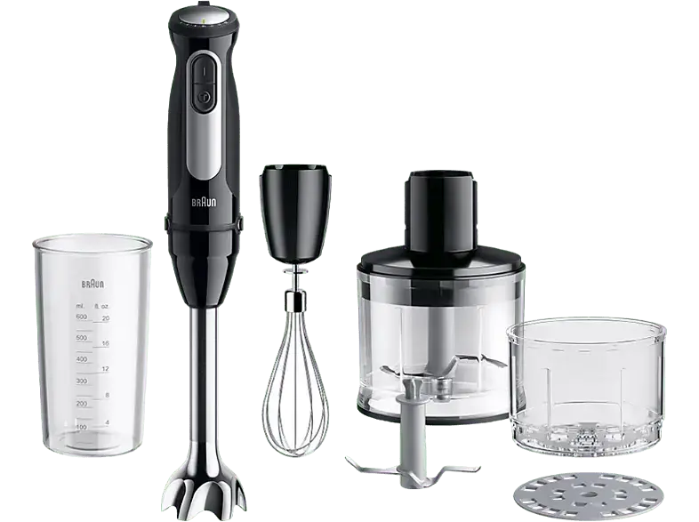 Braun MQ 55.254MBK Multiquick pro VARIO 5 Set 1000W BK Stabmixer (Schwarz, 1000 Watt, 600 ml Messbecher)