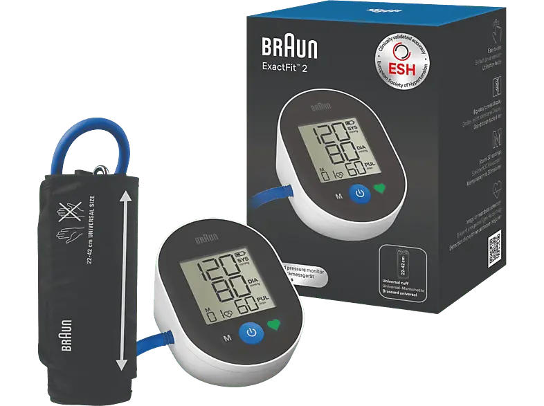 Braun BUA4050EU ExactFit™ 2 Blutdruckmessgerät (Batteriebetrieb, Oberarm, Universal-Manschettengröße)