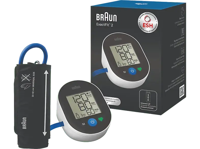 Braun BUA4050EU ExactFit™ 2 Blutdruckmessgerät (Batteriebetrieb, Oberarm, Universal-Manschettengröße)