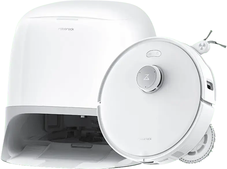 Roborock Qrevo Curv Saugroboter mit Absaugstation (Weiß, Laufzeit: 190 min)