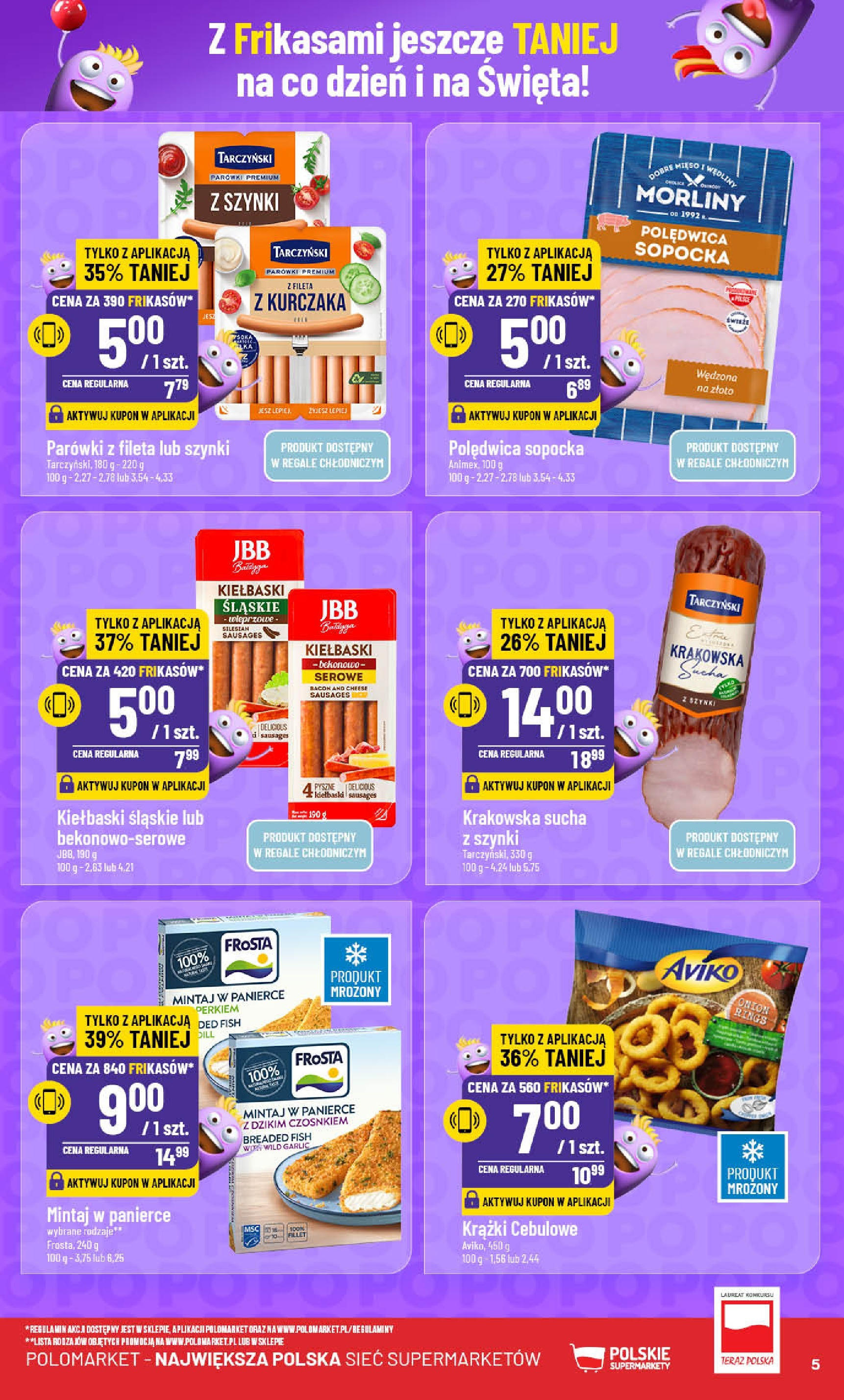 POLOmarket gazetka od 11.12.2024 | Boże Narodzenie 🎄🎁 | Strona: 5 | Produkty: Parówki, Mintaj, Krążki cebulowe, Wędliny