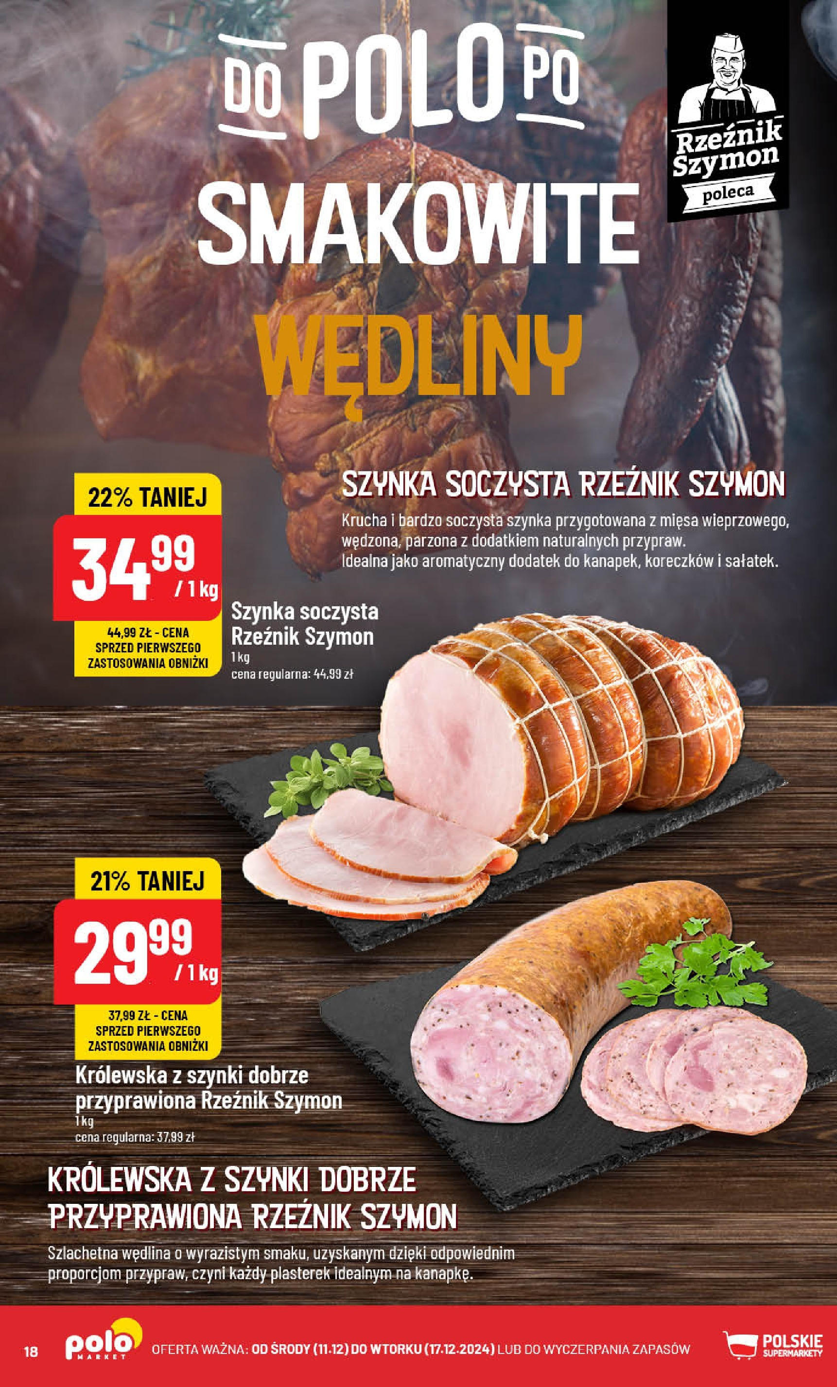 POLOmarket gazetka od 11.12.2024 | Boże Narodzenie 🎄🎁 | Strona: 18 | Produkty: Szynka, Wędliny