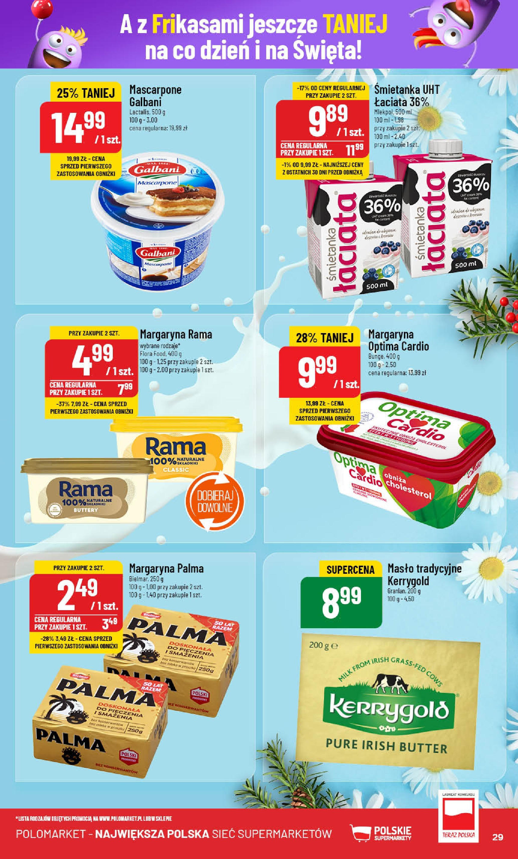 POLOmarket gazetka od 11.12.2024 | Boże Narodzenie 🎄🎁 | Strona: 29 | Produkty: Optima cardio, Mascarpone, Margaryna, Masło