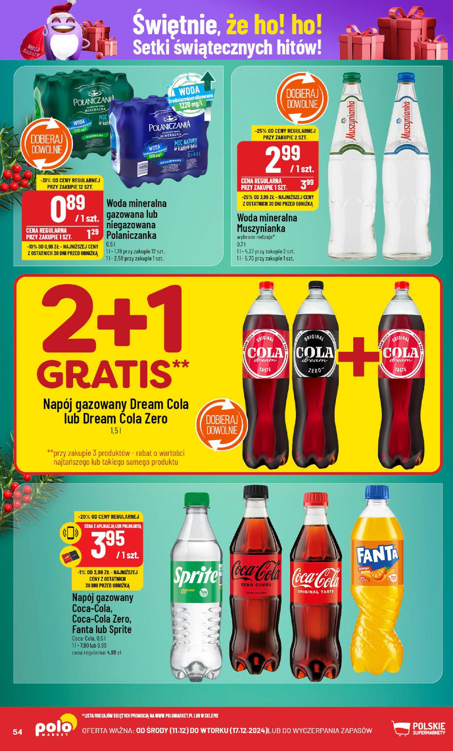 POLOmarket gazetka od 11.12.2024 | Boże Narodzenie 🎄🎁 | Strona: 54 | Produkty: Muszynianka, Sprite, Woda