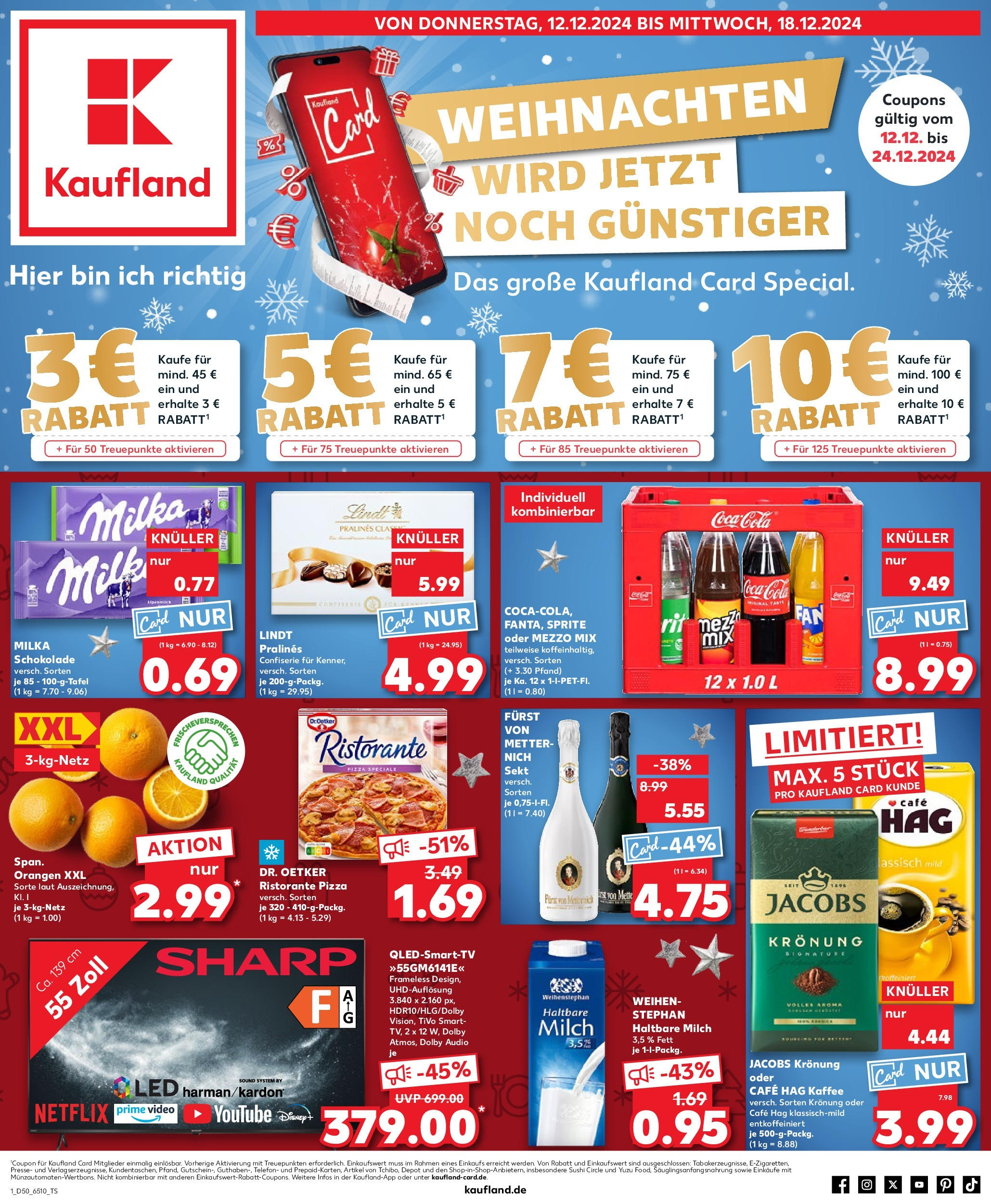 Kaufland - Kaufland: Wochenangebote (ab 11.12.2024) » Angebote Online zum Blättern | Seite: 1 | Produkte: Kaffee, Schokolade, Lindt, Audio