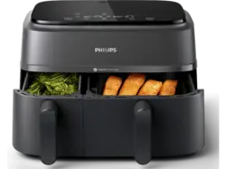 Philips NA350/00 Heißluftfritteuse mit zwei Körben (9 l, 2750 Watt, Schwarz)
