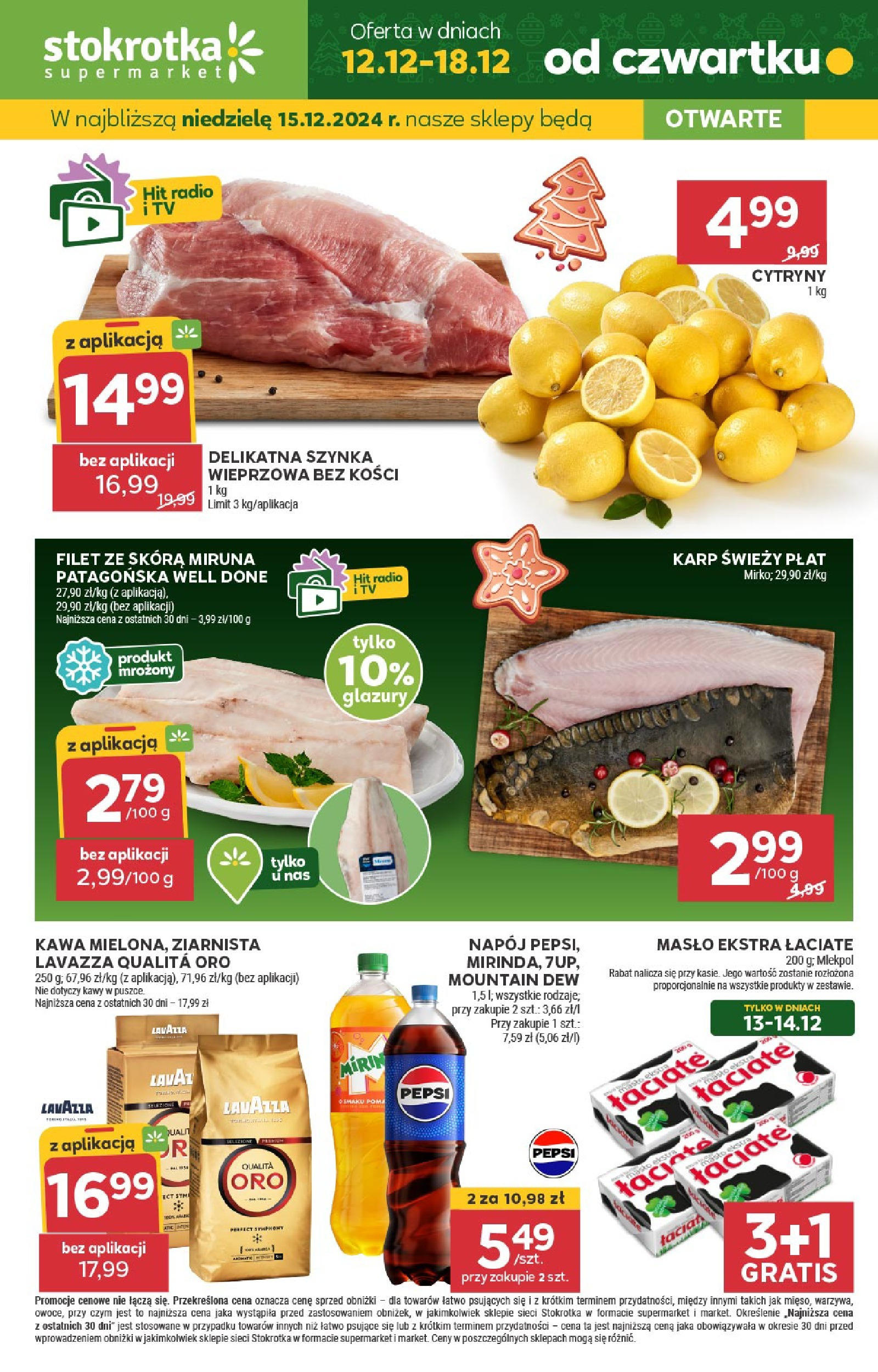 Stokrotka - Stokrotka SUPERMARKET gazetka do 14.12.2024 11.12.2024 - Promocje online | Strona: 1 | Produkty: Stokrotka, Miruna, Szynka, Kawa