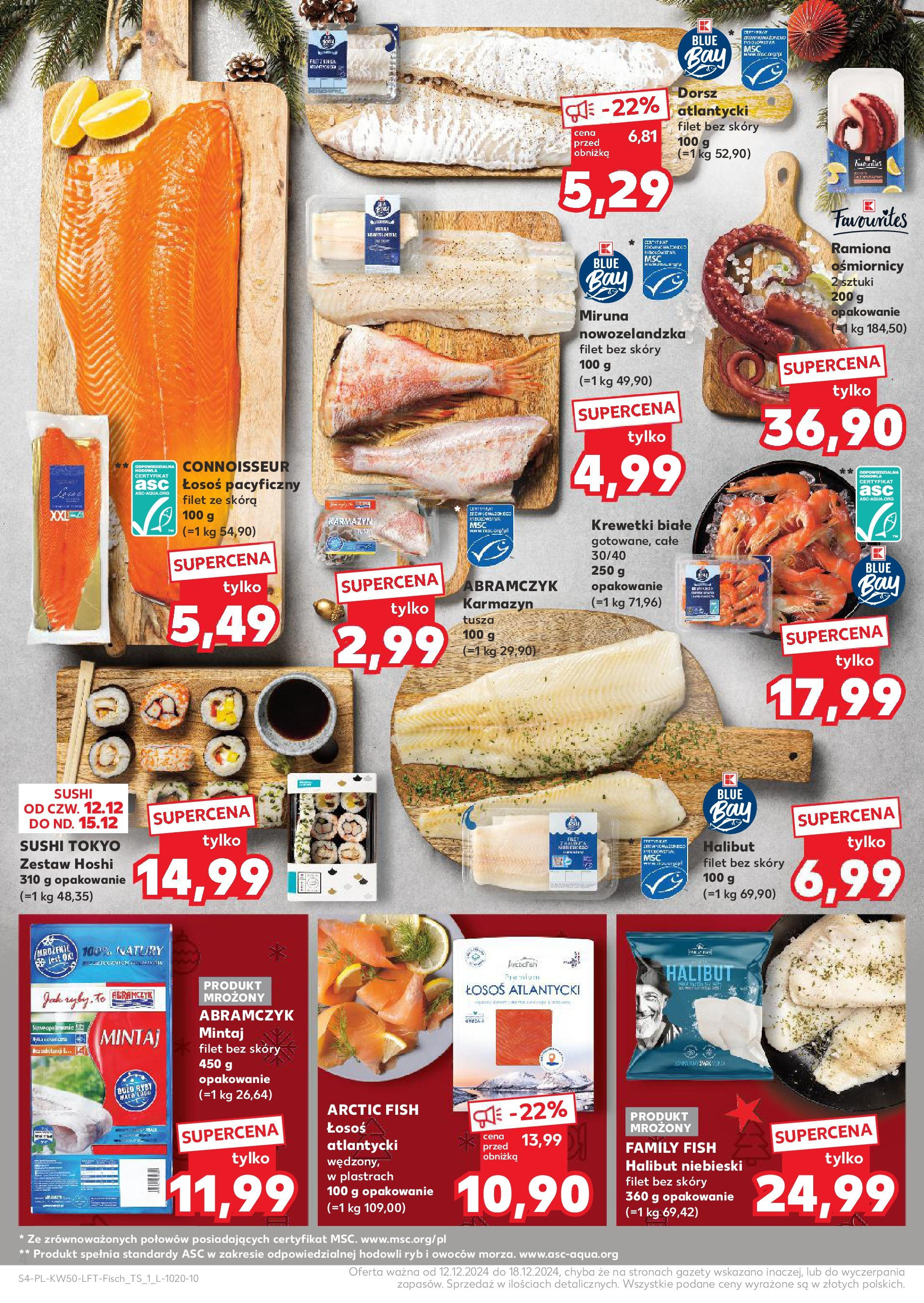 Kaufland - Kaufland gazetka do 18.12.2024 od 11.12.2024 - od jutra PDF | Strona: 4 | Produkty: Łosoś atlantycki, Halibut, Mintaj, Łosoś