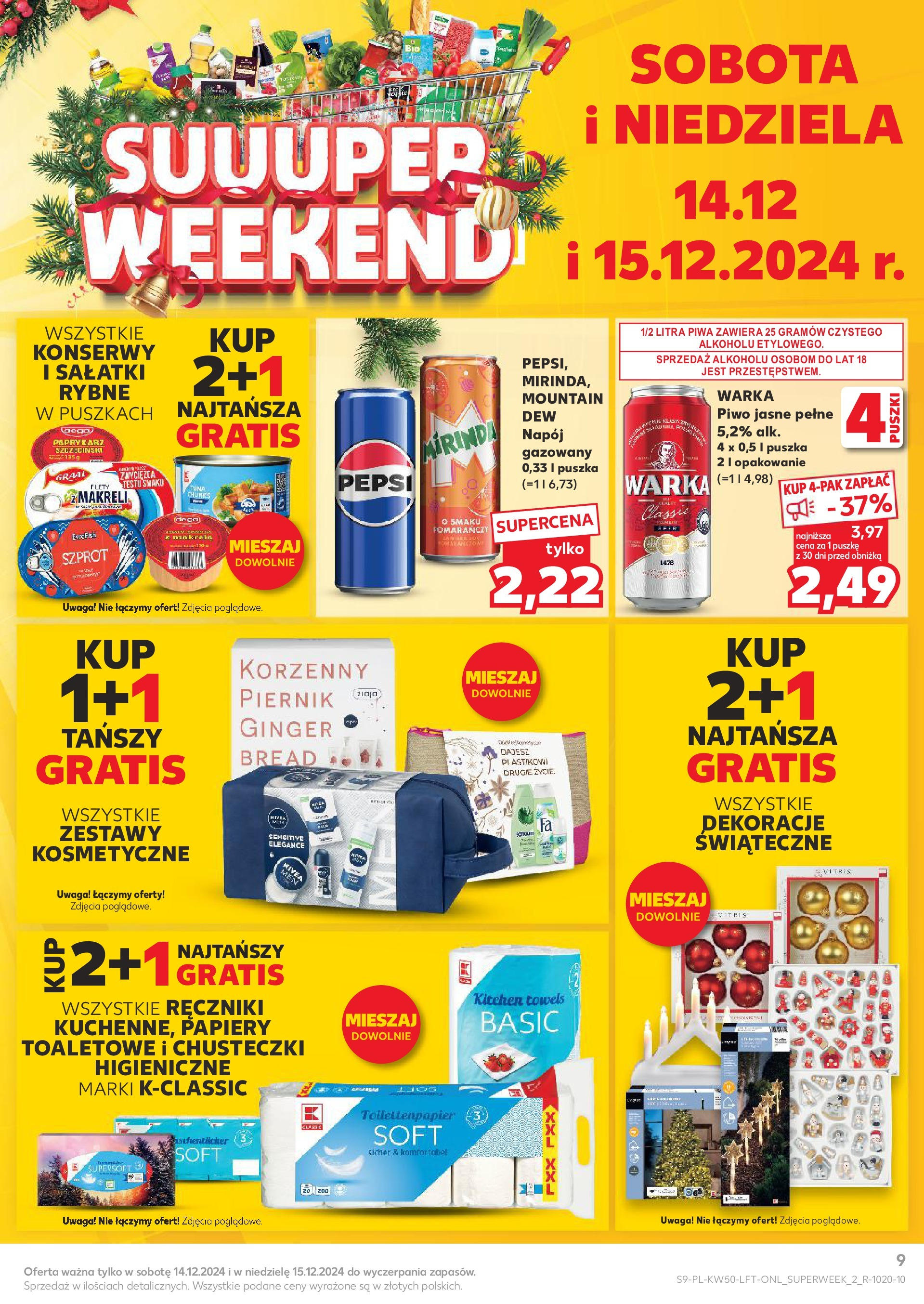 Kaufland - Kaufland gazetka do 18.12.2024 od 11.12.2024 - od jutra PDF | Strona: 9 | Produkty: Piernik, Pepsi, Warka, Piwo